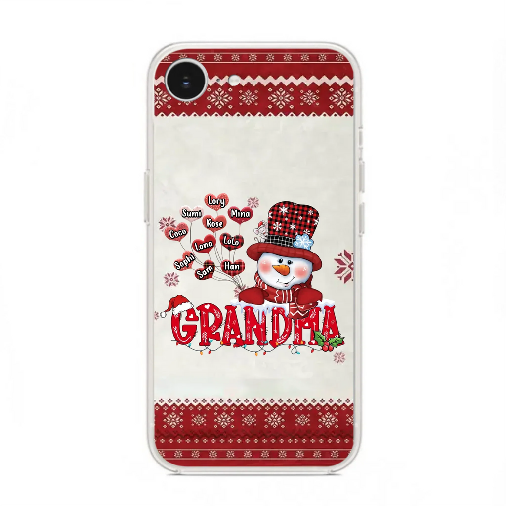 Personalized Snowman Grandma Phone Case - Christmas Gift Idea For Grandma - Up to 10 Kids - Case For iPhone/Samsung