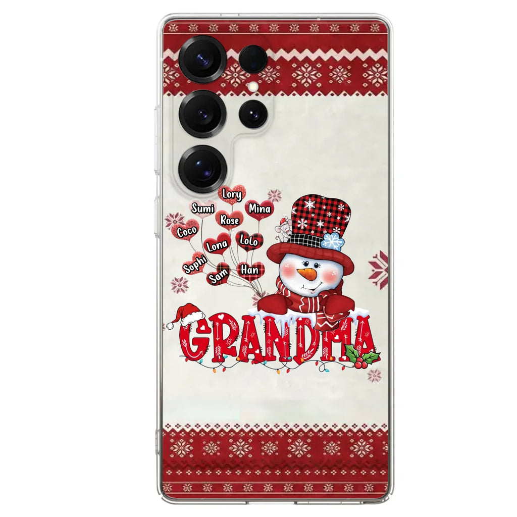 Personalized Snowman Grandma Phone Case - Christmas Gift Idea For Grandma - Up to 10 Kids - Case For iPhone/Samsung