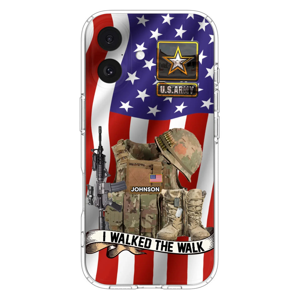 Custom Personalized Veteran US Flag Phone Case - Gift Idea For Veteran - Case For iPhone/ Samsung - I Walked The Walk