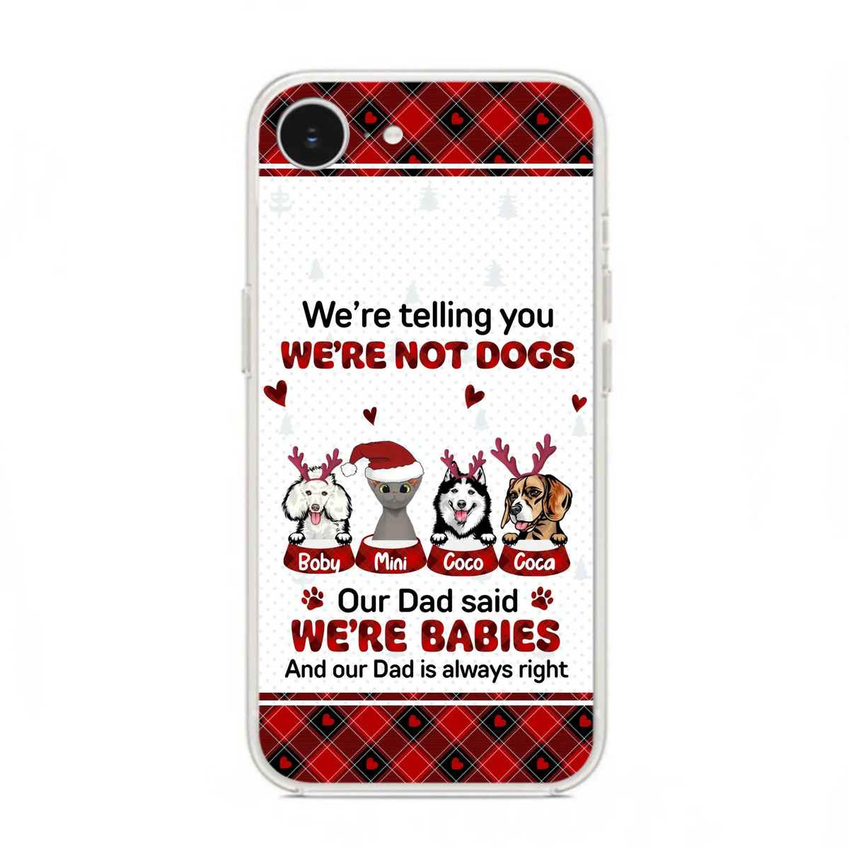 Custom Personalized Pet Phone Case - Gift Idea For Pet Lovers - Upto 4 Pets/Cats/Dogs - We're Telling You We're Not Dogs - Case For iPhone/Samsung