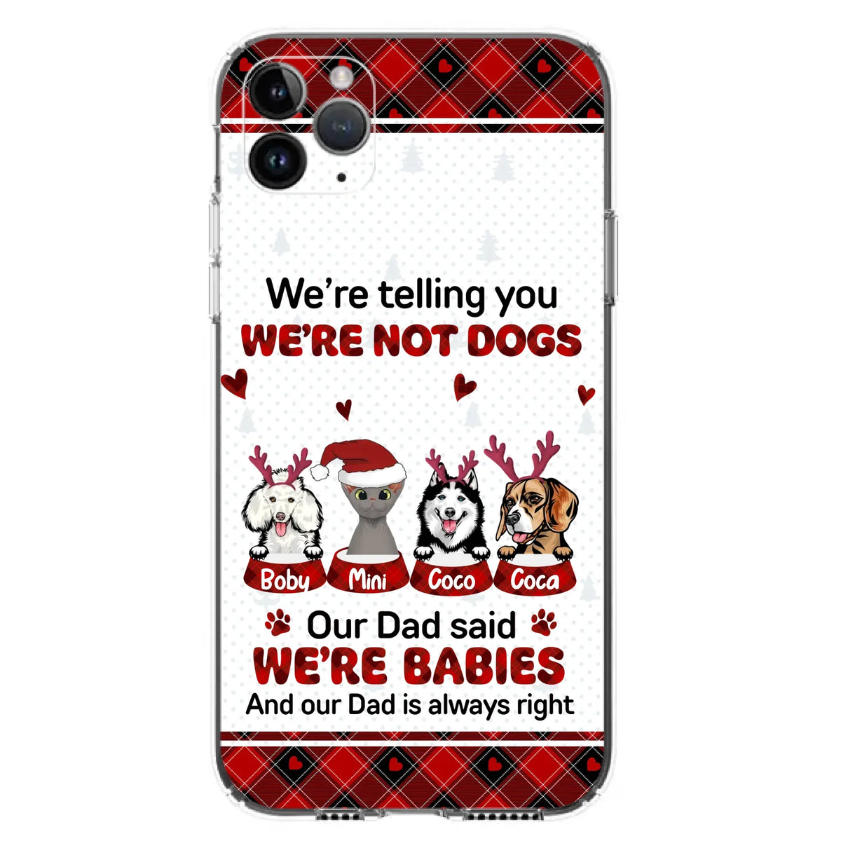 Custom Personalized Pet Phone Case - Gift Idea For Pet Lovers - Upto 4 Pets/Cats/Dogs - We're Telling You We're Not Dogs - Case For iPhone/Samsung