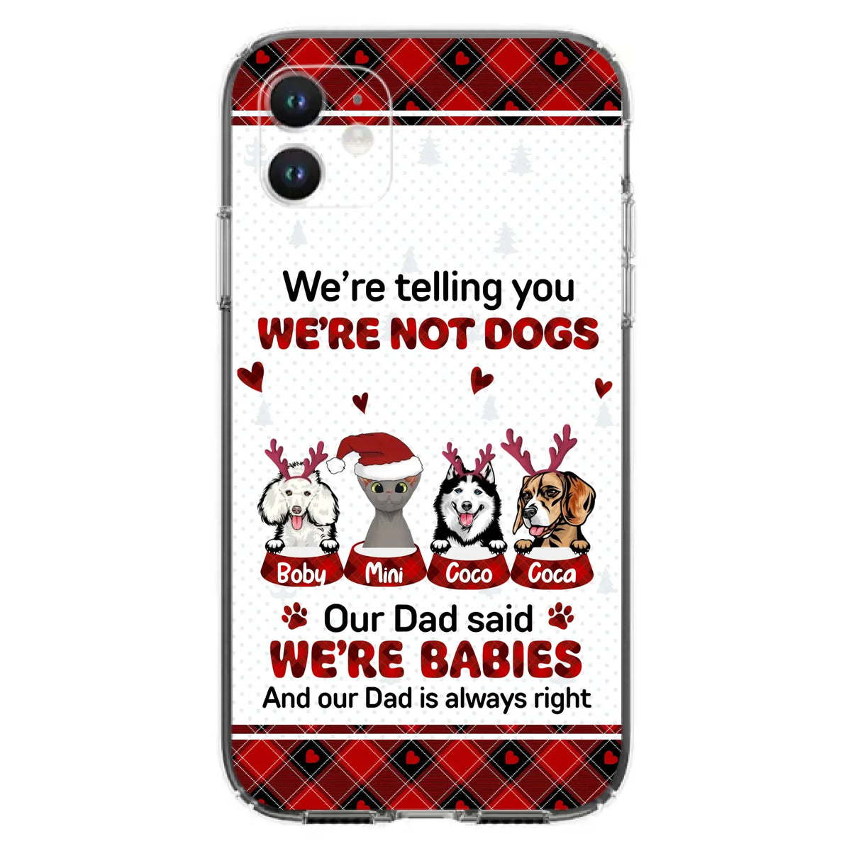 Custom Personalized Pet Phone Case - Gift Idea For Pet Lovers - Upto 4 Pets/Cats/Dogs - We're Telling You We're Not Dogs - Case For iPhone/Samsung