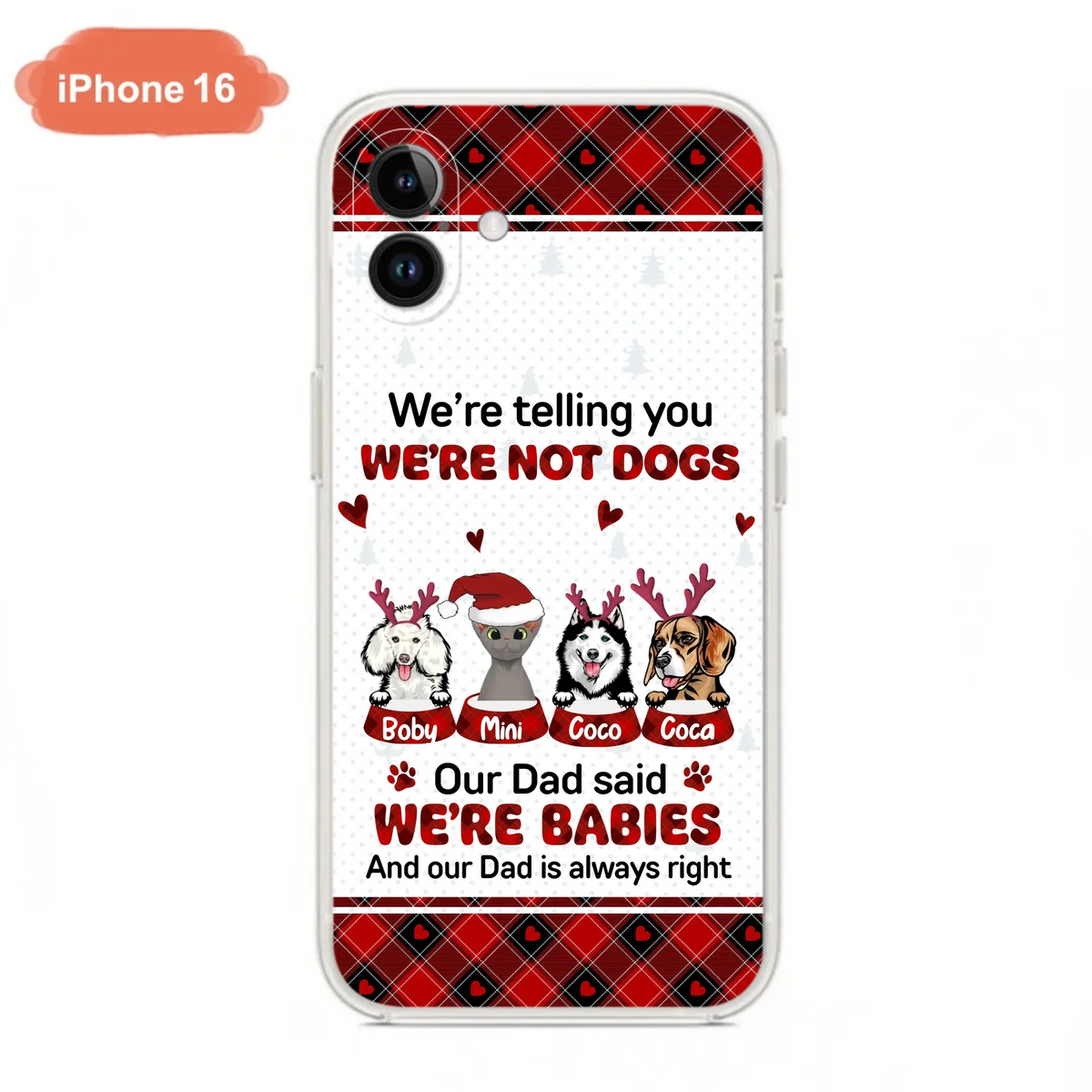 Custom Personalized Pet Phone Case - Gift Idea For Pet Lovers - Upto 4 Pets/Cats/Dogs - We're Telling You We're Not Dogs - Case For iPhone/Samsung