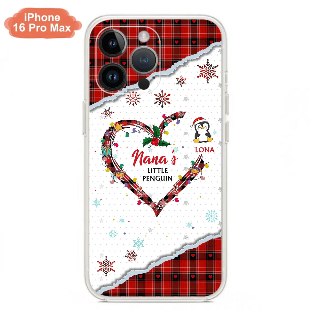Personalized Christmas Nana Phone Case - Gift Idea For Grandma - Upto 10 Penguins -  Case For iPhone/Samsung