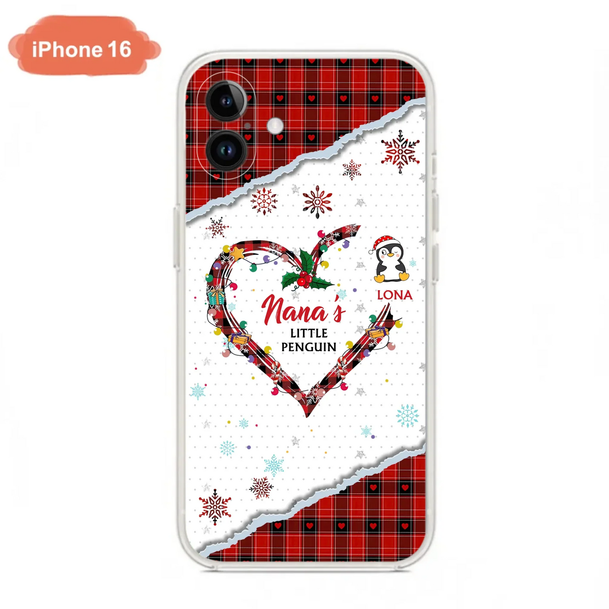 Personalized Christmas Nana Phone Case - Gift Idea For Grandma - Upto 10 Penguins -  Case For iPhone/Samsung