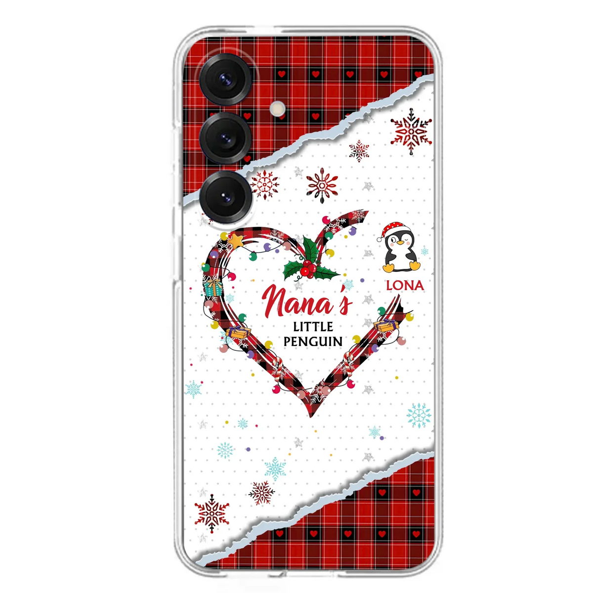 Personalized Christmas Nana Phone Case - Gift Idea For Grandma - Upto 10 Penguins -  Case For iPhone/Samsung