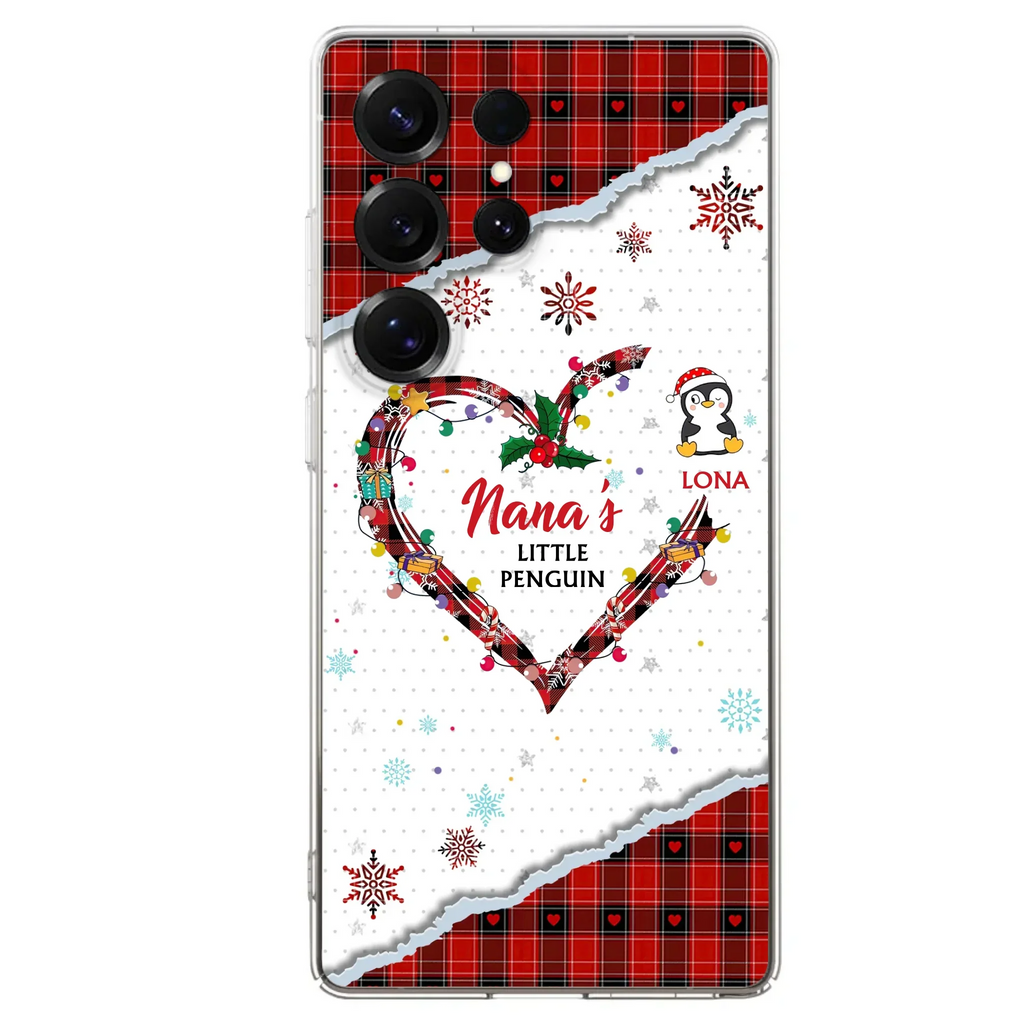 Personalized Christmas Nana Phone Case - Gift Idea For Grandma - Upto 10 Penguins -  Case For iPhone/Samsung