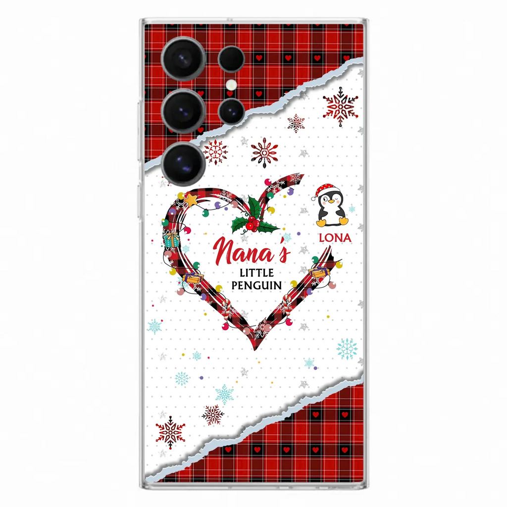 Personalized Christmas Nana Phone Case - Gift Idea For Grandma - Upto 10 Penguins -  Case For iPhone/Samsung