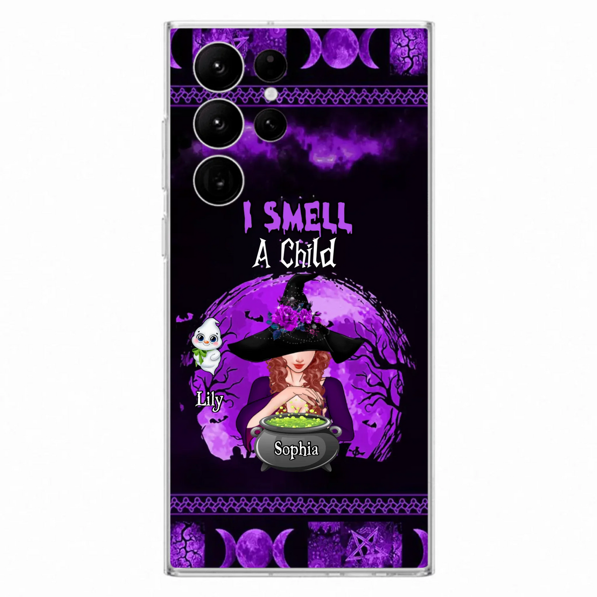 Custom Personalized Witch Phone Case - Upto 10 Children - Halloween Gift Idea for Family - I Smell Children - Case for iPhone/Samsung
