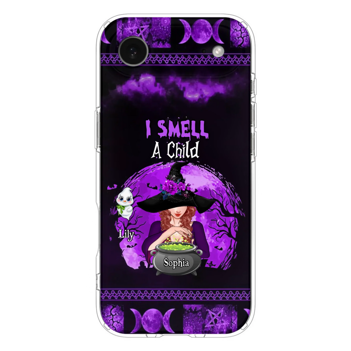 Custom Personalized Witch Phone Case - Upto 10 Children - Halloween Gift Idea for Family - I Smell Children - Case for iPhone/Samsung