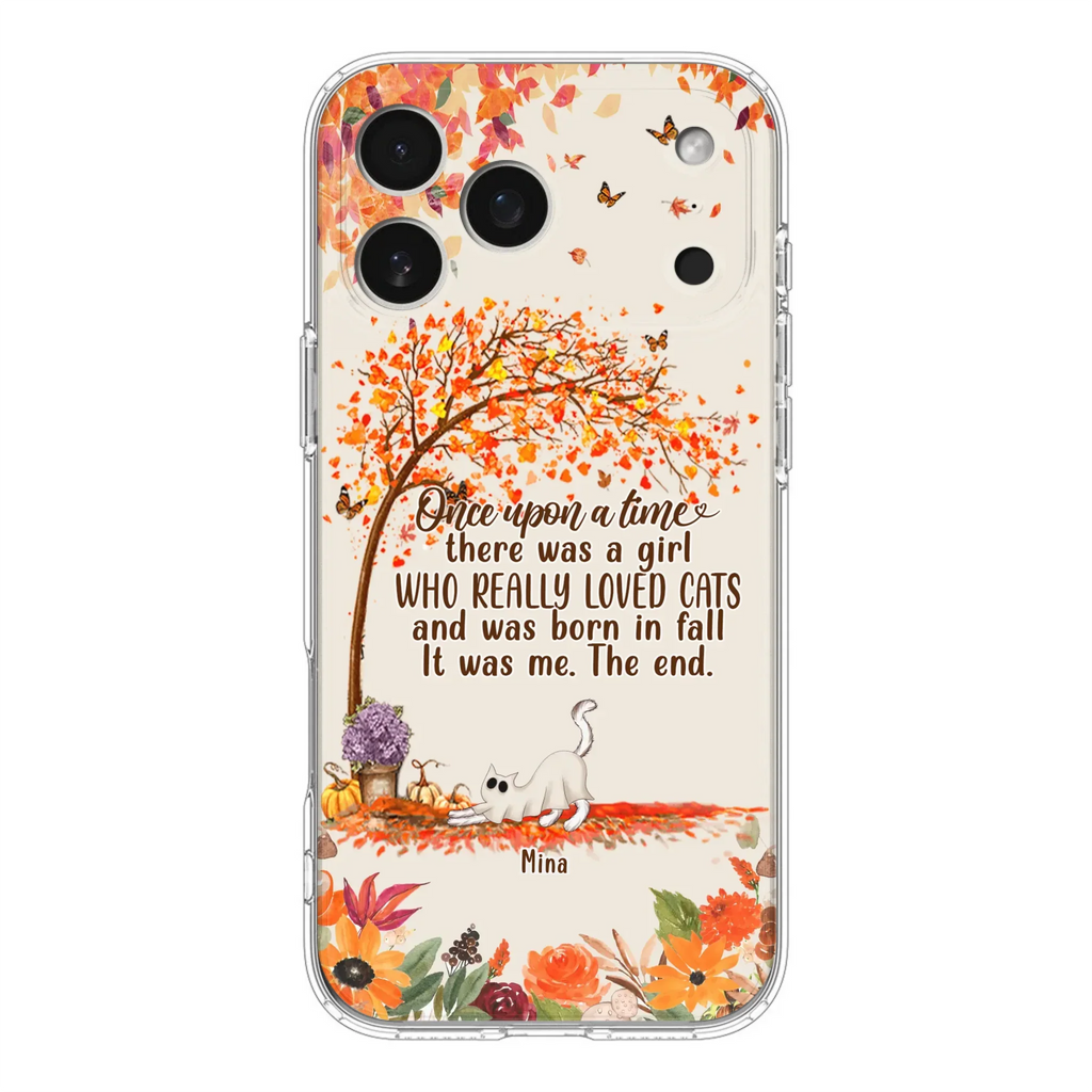 Custom Personalized Cat & Fall Phone Case - Upto 6 Cats - Autumn Gift For Cat Lover - Once Upon A Time - Case For iPhone And Samsung