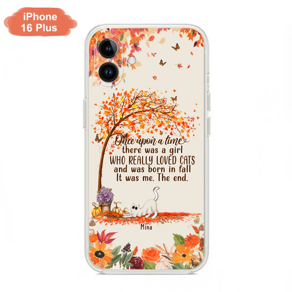 Custom Personalized Cat & Fall Phone Case - Upto 6 Cats - Autumn Gift For Cat Lover - Once Upon A Time - Case For iPhone And Samsung