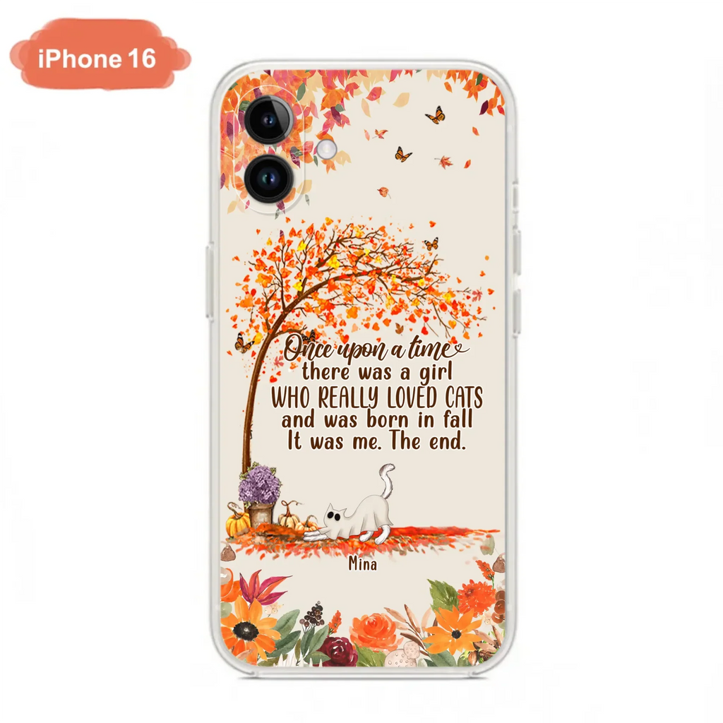 Custom Personalized Cat & Fall Phone Case - Upto 6 Cats - Autumn Gift For Cat Lover - Once Upon A Time - Case For iPhone And Samsung