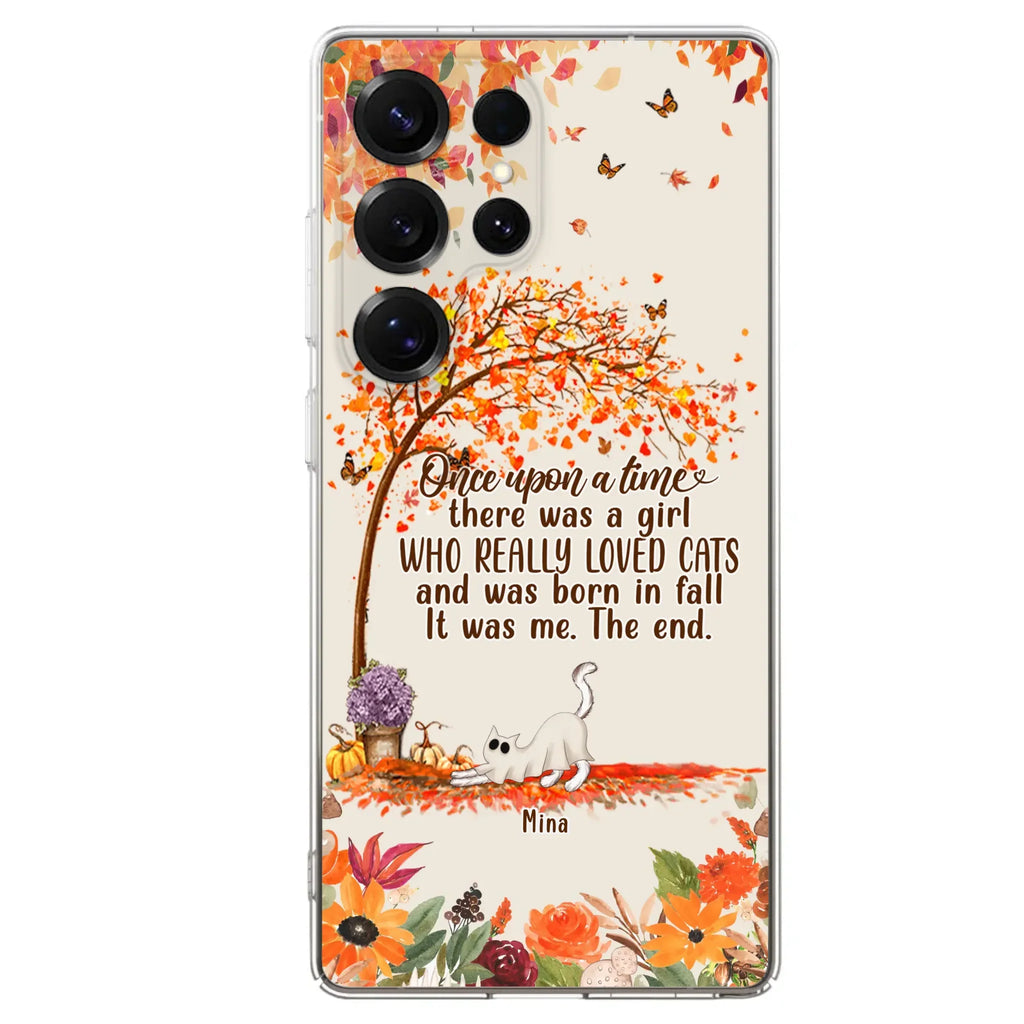 Custom Personalized Cat & Fall Phone Case - Upto 6 Cats - Autumn Gift For Cat Lover - Once Upon A Time - Case For iPhone And Samsung