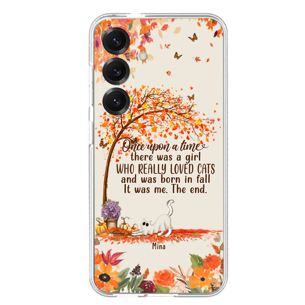 Custom Personalized Cat & Fall Phone Case - Upto 6 Cats - Autumn Gift For Cat Lover - Once Upon A Time - Case For iPhone And Samsung
