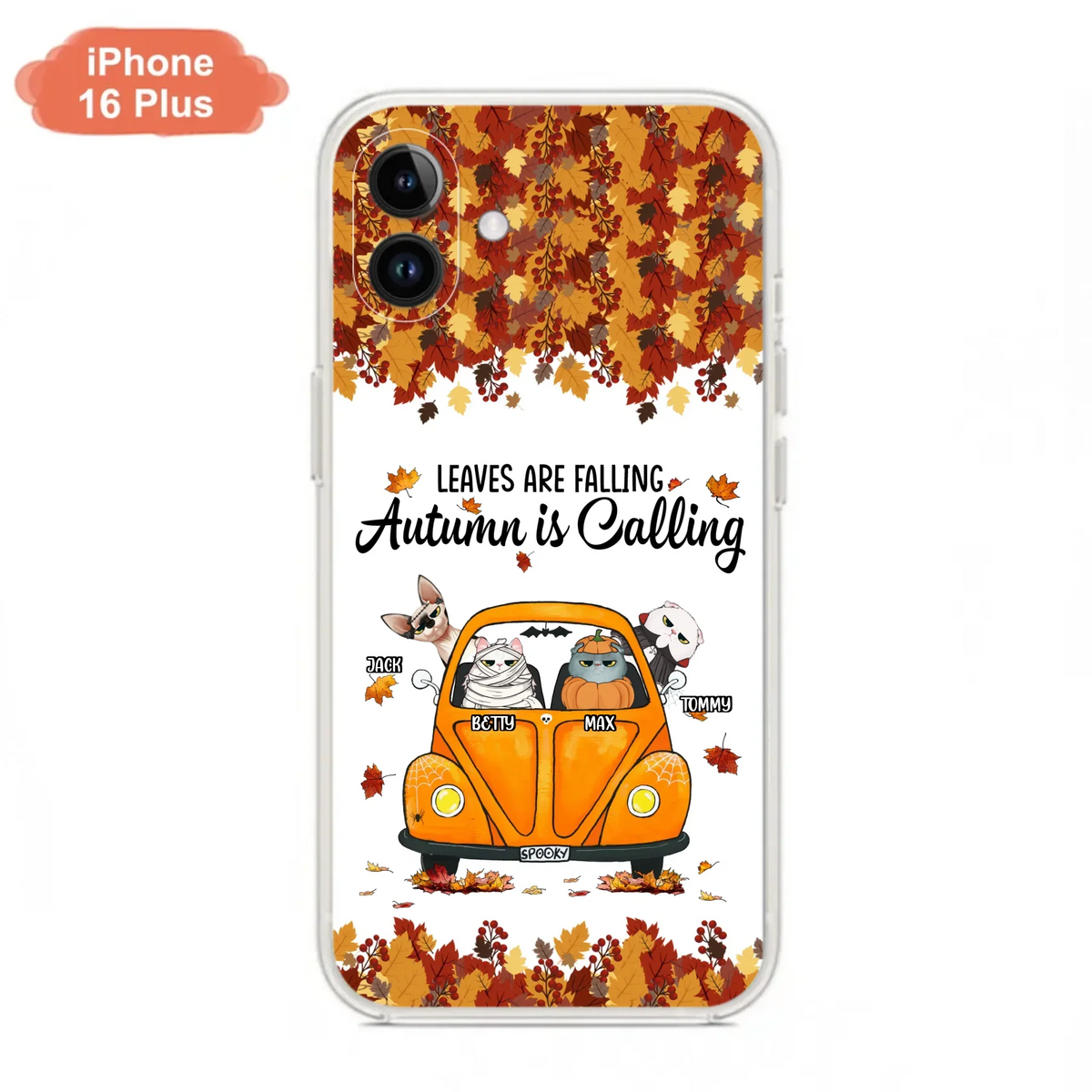 Custom Personalized Pet Phone Case - Gift Idea For Cat/Dog Lovers - Upto 4 Pets -  Case For iPhone/Samsung - Leaves Are Falling Autumn Is Calling