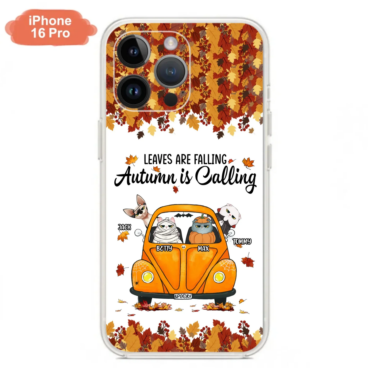 Custom Personalized Pet Phone Case - Gift Idea For Cat/Dog Lovers - Upto 4 Pets -  Case For iPhone/Samsung - Leaves Are Falling Autumn Is Calling
