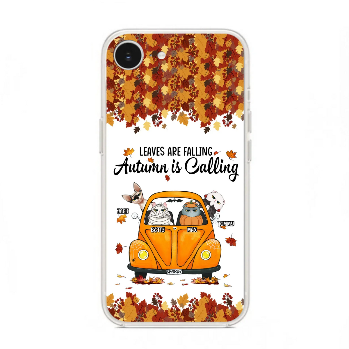 Custom Personalized Pet Phone Case - Gift Idea For Cat/Dog Lovers - Upto 4 Pets -  Case For iPhone/Samsung - Leaves Are Falling Autumn Is Calling
