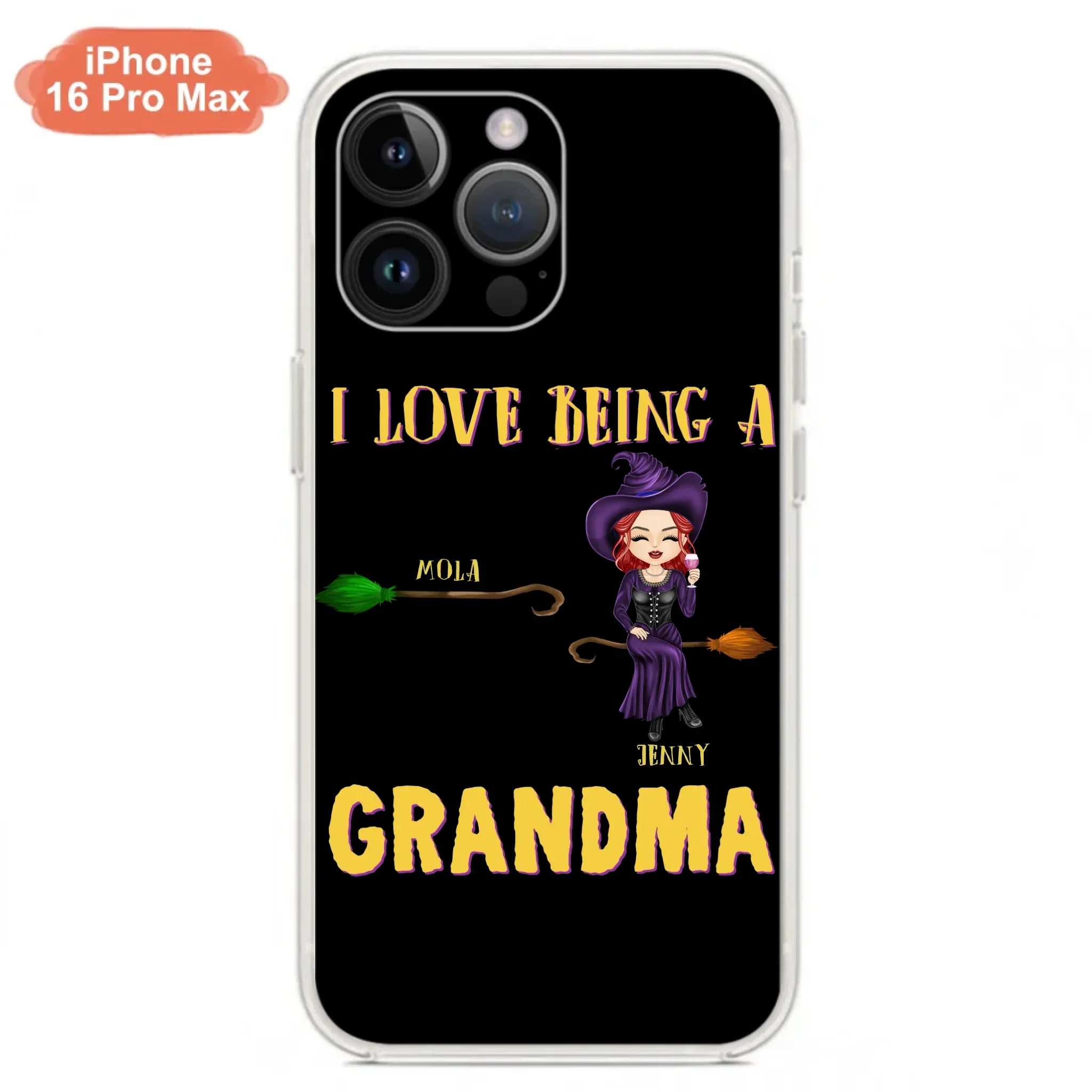 Personalized Witch Grandma Phone Case - Gift Idea For Halloween/Witch/Grandma - Upto 8 Kids - I Love Being A Grandma - Case For iPhone/Samsung