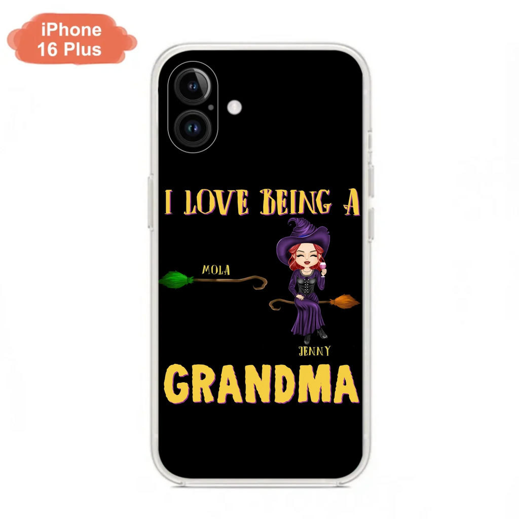 Personalized Witch Grandma Phone Case - Gift Idea For Halloween/Witch/Grandma - Upto 8 Kids - I Love Being A Grandma - Case For iPhone/Samsung