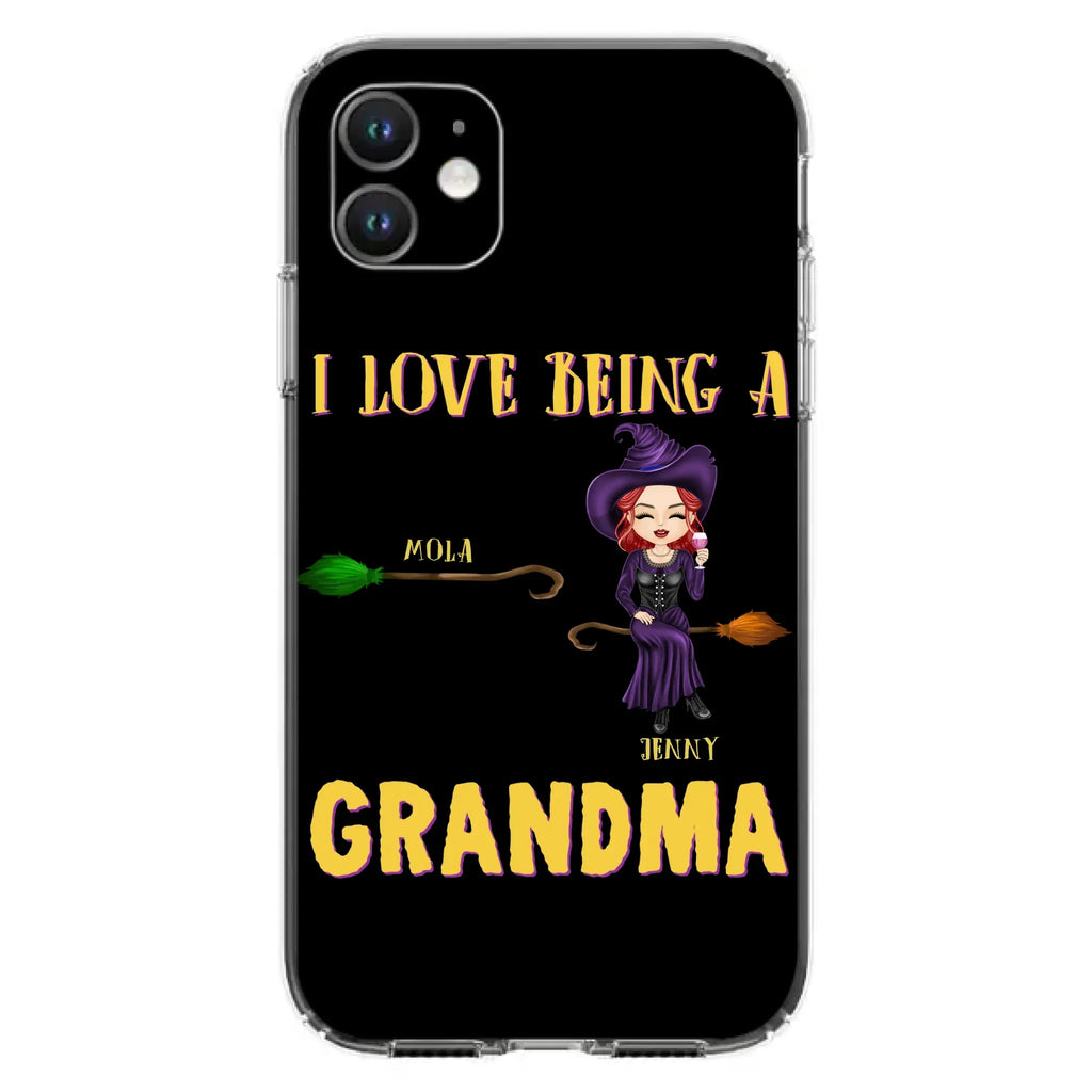 Personalized Witch Grandma Phone Case - Gift Idea For Halloween/Witch/Grandma - Upto 8 Kids - I Love Being A Grandma - Case For iPhone/Samsung