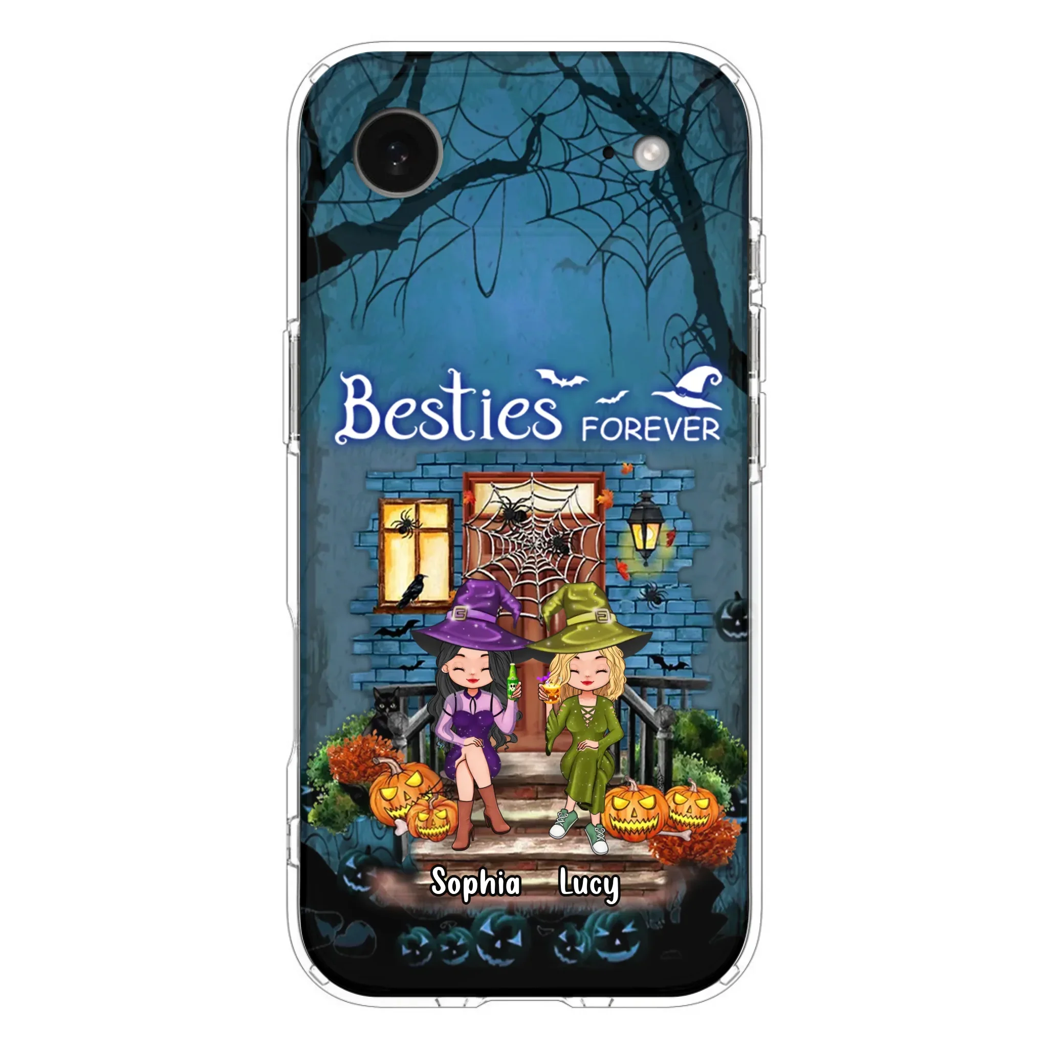 Custom Personalized Halloween Friend Phone Case - Upto 5 Friends - Halloween Gift Idea for Friends/Sisters - Besties Forever - Case for iPhone/Samsung
