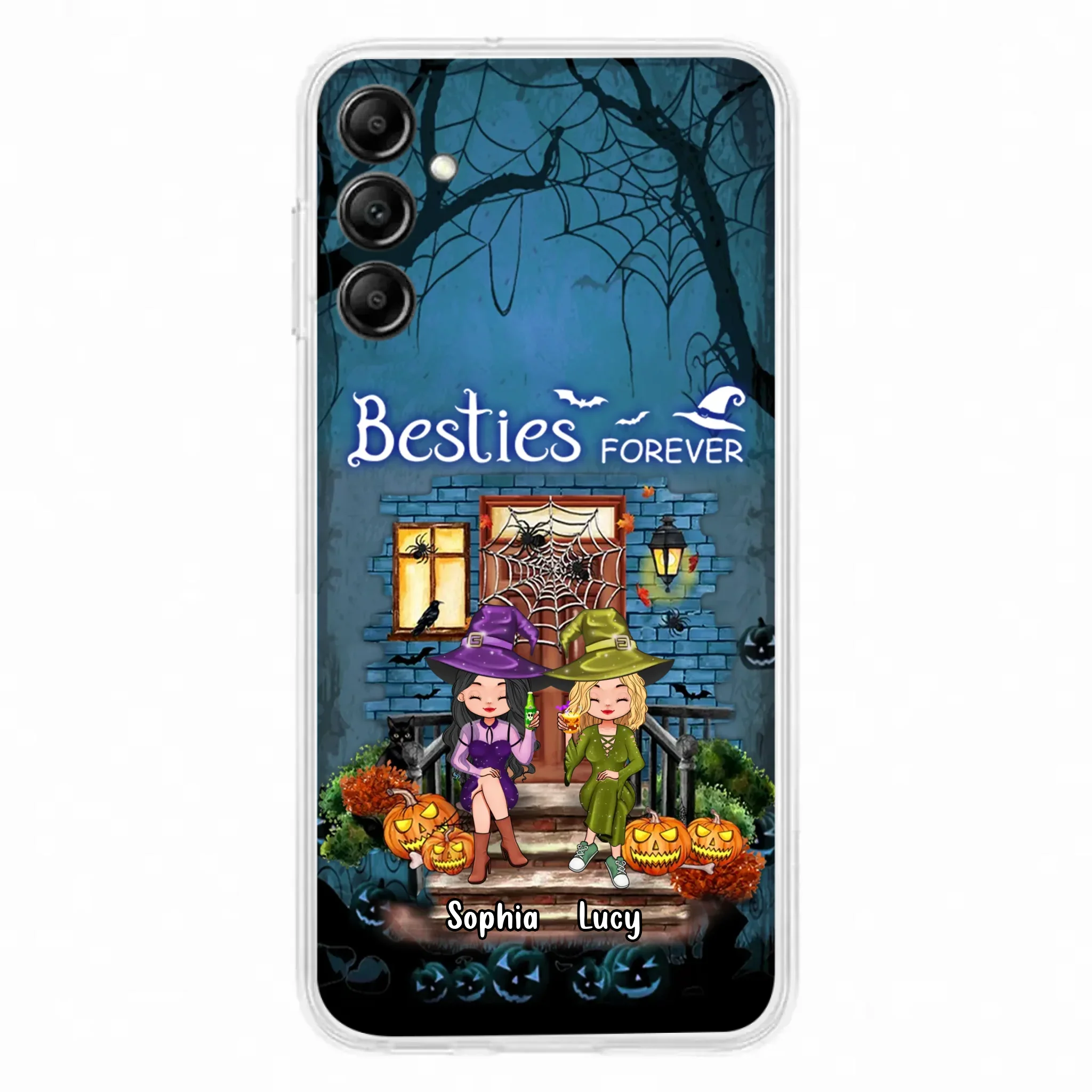 Custom Personalized Halloween Friend Phone Case - Upto 5 Friends - Halloween Gift Idea for Friends/Sisters - Besties Forever - Case for iPhone/Samsung