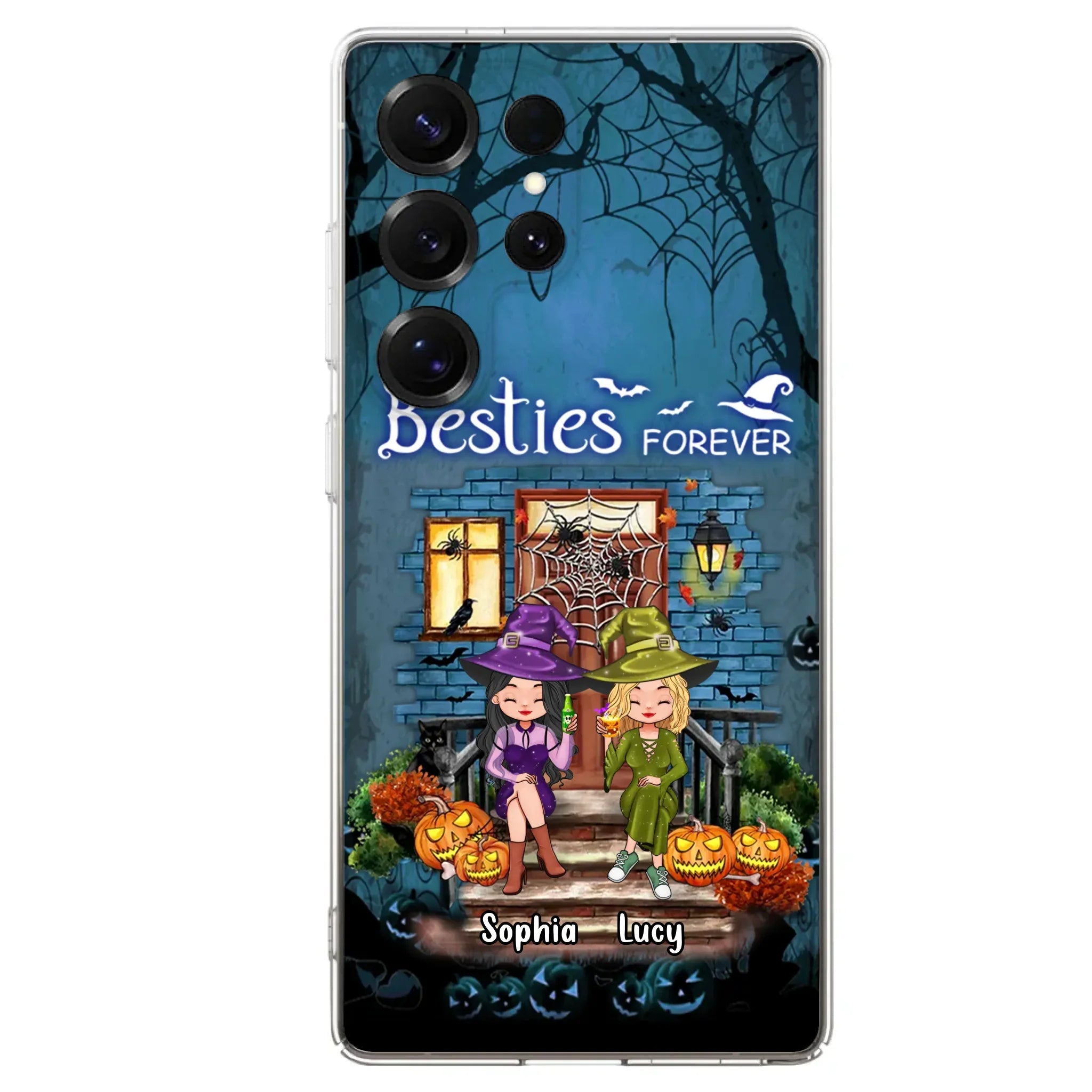 Custom Personalized Halloween Friend Phone Case - Upto 5 Friends - Halloween Gift Idea for Friends/Sisters - Besties Forever - Case for iPhone/Samsung
