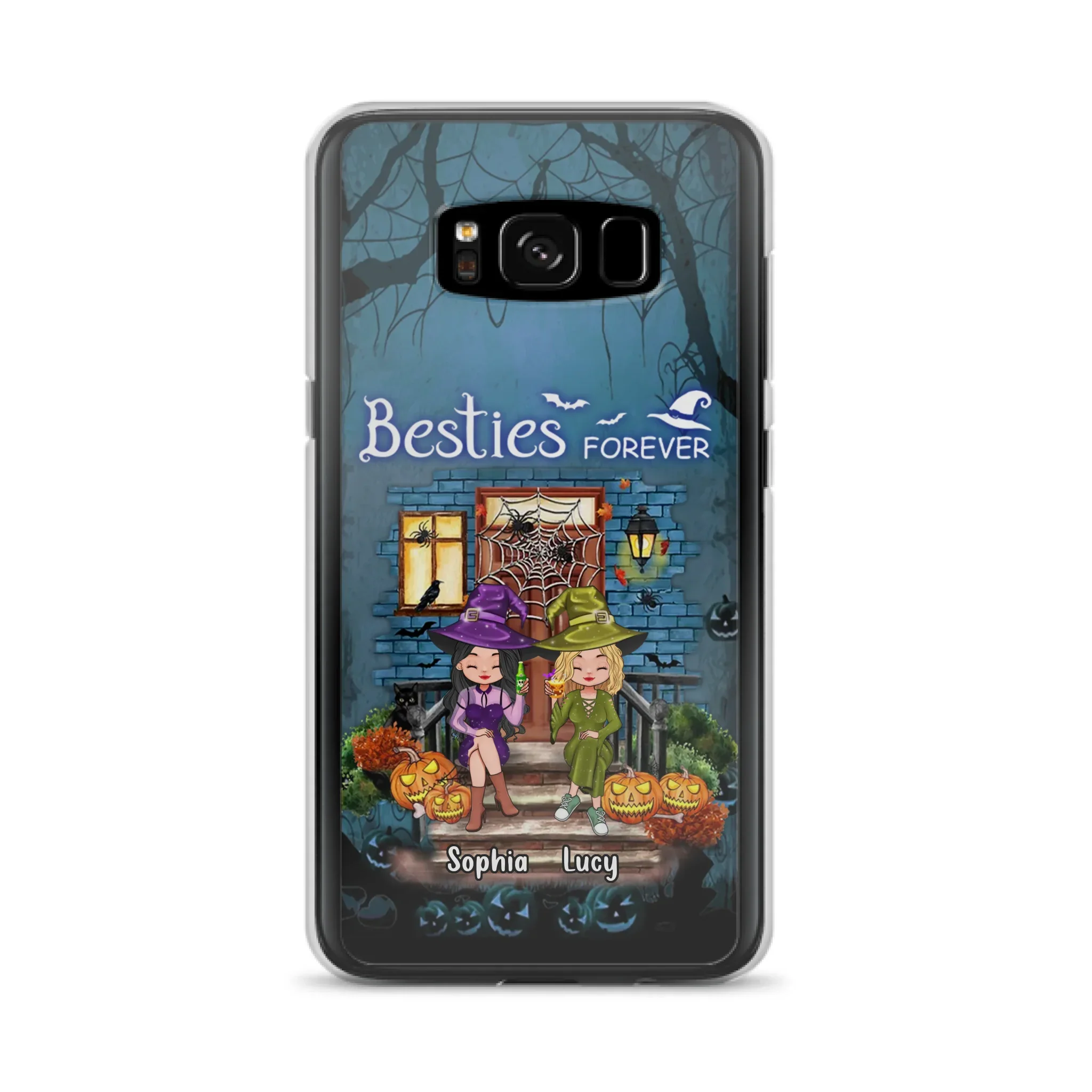 Custom Personalized Halloween Friend Phone Case - Upto 5 Friends - Halloween Gift Idea for Friends/Sisters - Besties Forever - Case for iPhone/Samsung