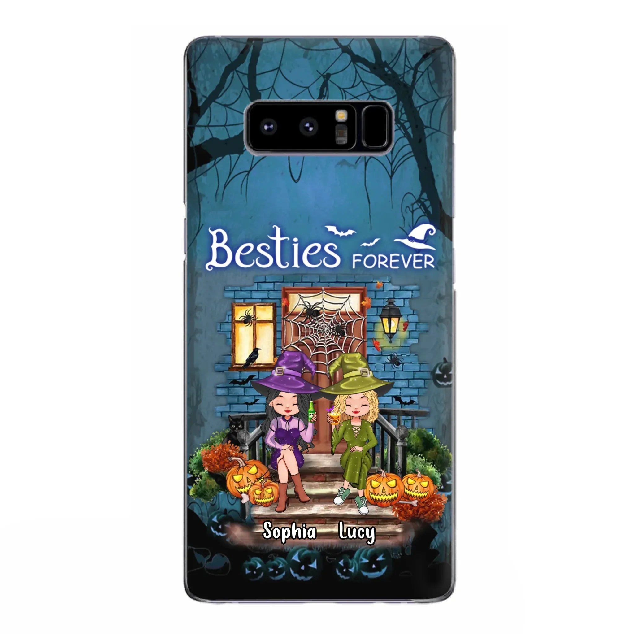 Custom Personalized Halloween Friend Phone Case - Upto 5 Friends - Halloween Gift Idea for Friends/Sisters - Besties Forever - Case for iPhone/Samsung
