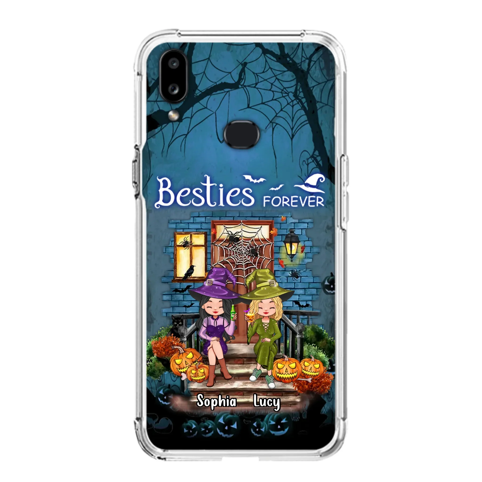 Custom Personalized Halloween Friend Phone Case - Upto 5 Friends - Halloween Gift Idea for Friends/Sisters - Besties Forever - Case for iPhone/Samsung