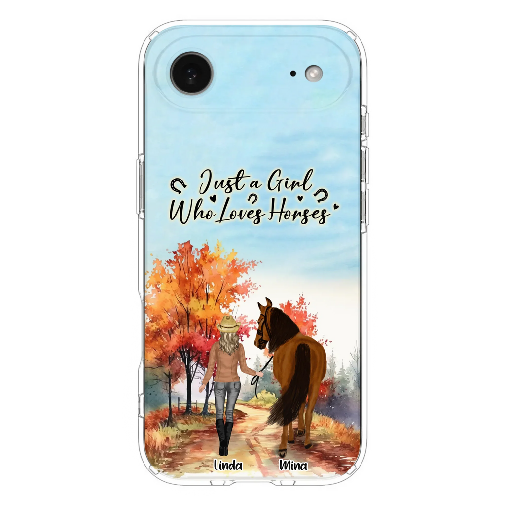 Custom Personalized Horse Girl Fall Season Phone Case - Gift Idea For Horse Lovers - Up To 6 Horses - Just A Girl Who Loves Horses - Cases For iPhone/Samsung