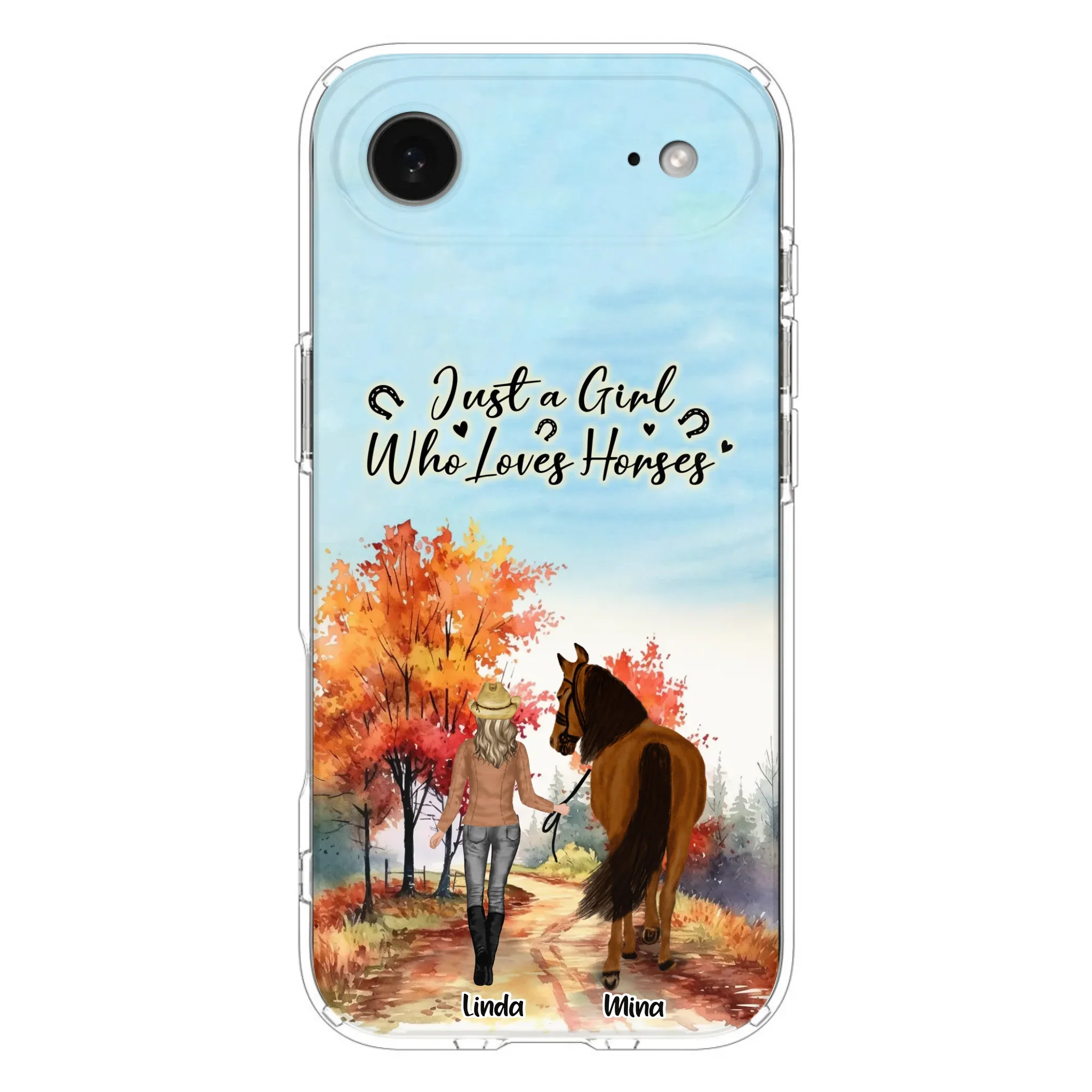 Custom Personalized Horse Girl Fall Season Phone Case - Gift Idea For Horse Lovers - Up To 6 Horses - Just A Girl Who Loves Horses - Cases For iPhone/Samsung
