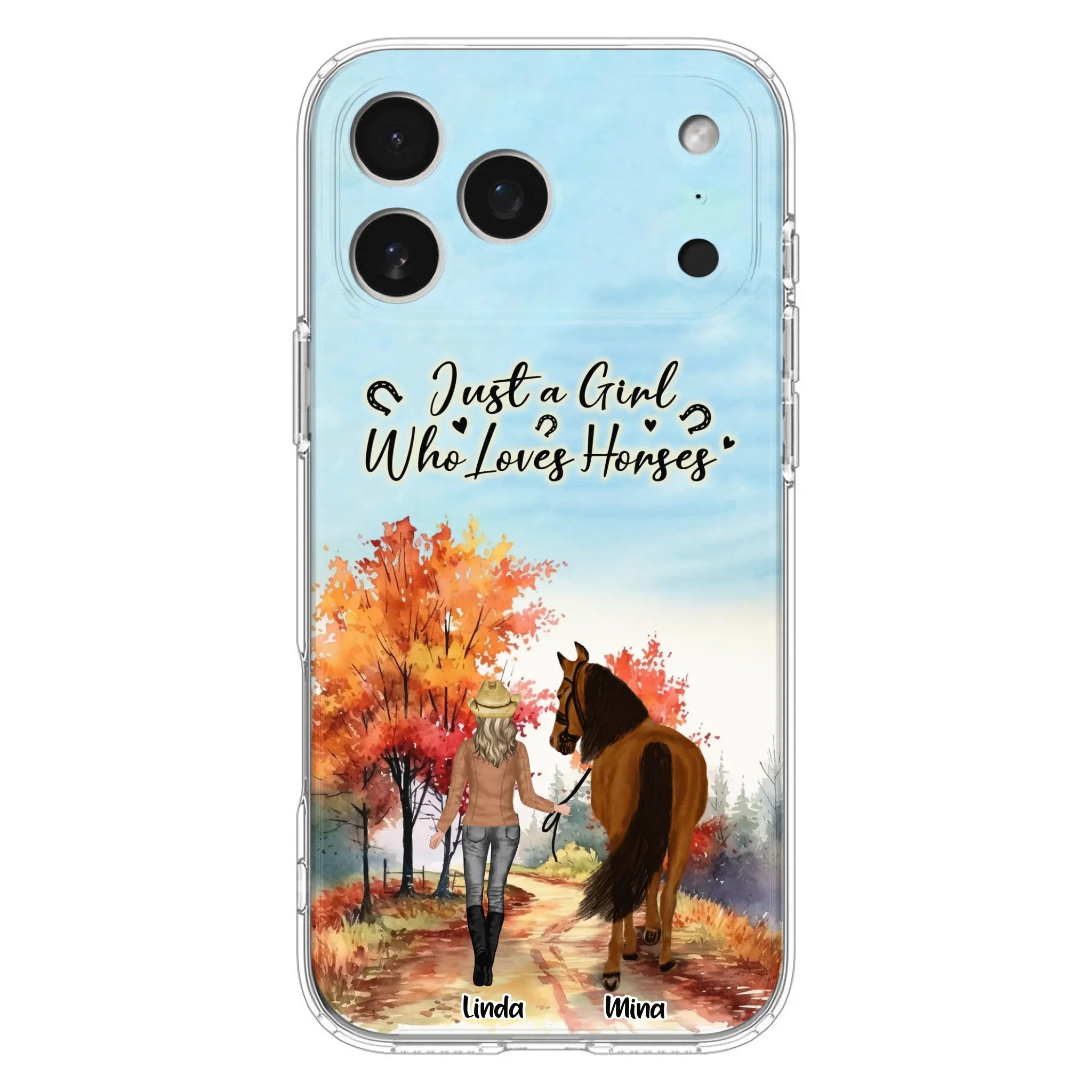Custom Personalized Horse Girl Fall Season Phone Case - Gift Idea For Horse Lovers - Up To 6 Horses - Just A Girl Who Loves Horses - Cases For iPhone/Samsung