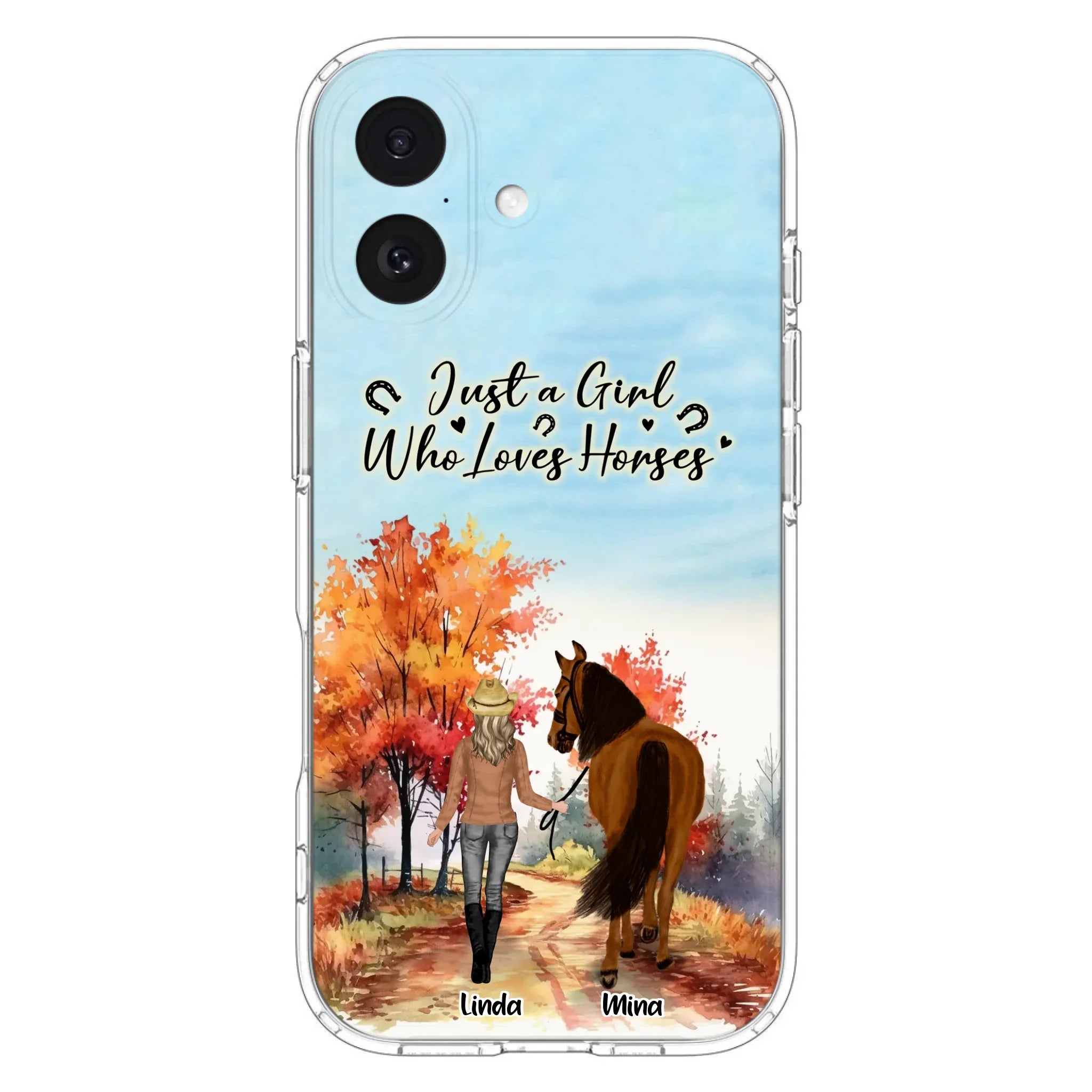 Custom Personalized Horse Girl Fall Season Phone Case - Gift Idea For Horse Lovers - Up To 6 Horses - Just A Girl Who Loves Horses - Cases For iPhone/Samsung