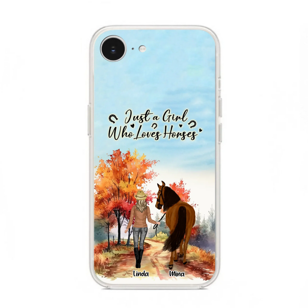 Custom Personalized Horse Girl Fall Season Phone Case - Gift Idea For Horse Lovers - Up To 6 Horses - Just A Girl Who Loves Horses - Cases For iPhone/Samsung