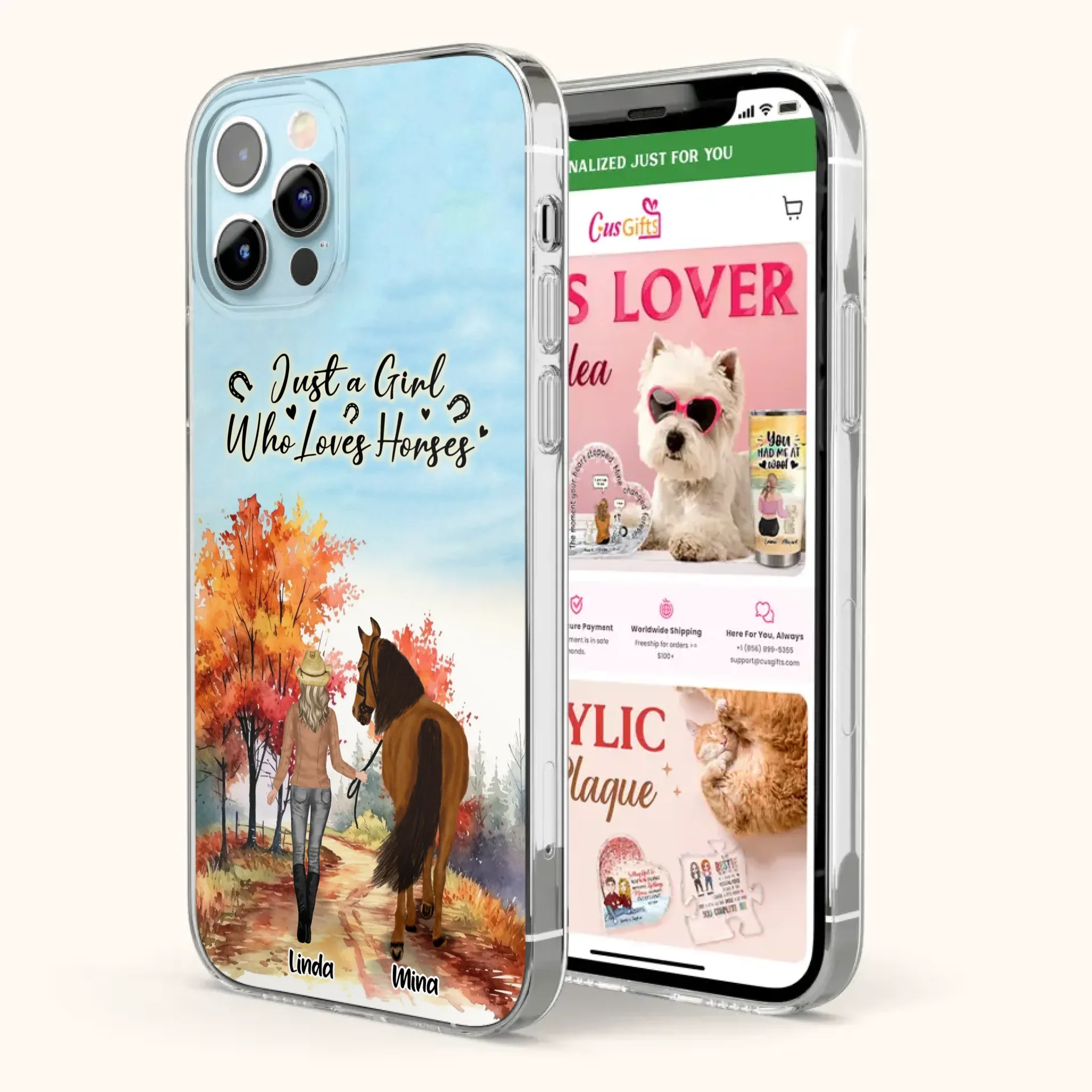 Custom Personalized Horse Girl Fall Season Phone Case - Gift Idea For Horse Lovers - Up To 6 Horses - Just A Girl Who Loves Horses - Cases For iPhone/Samsung