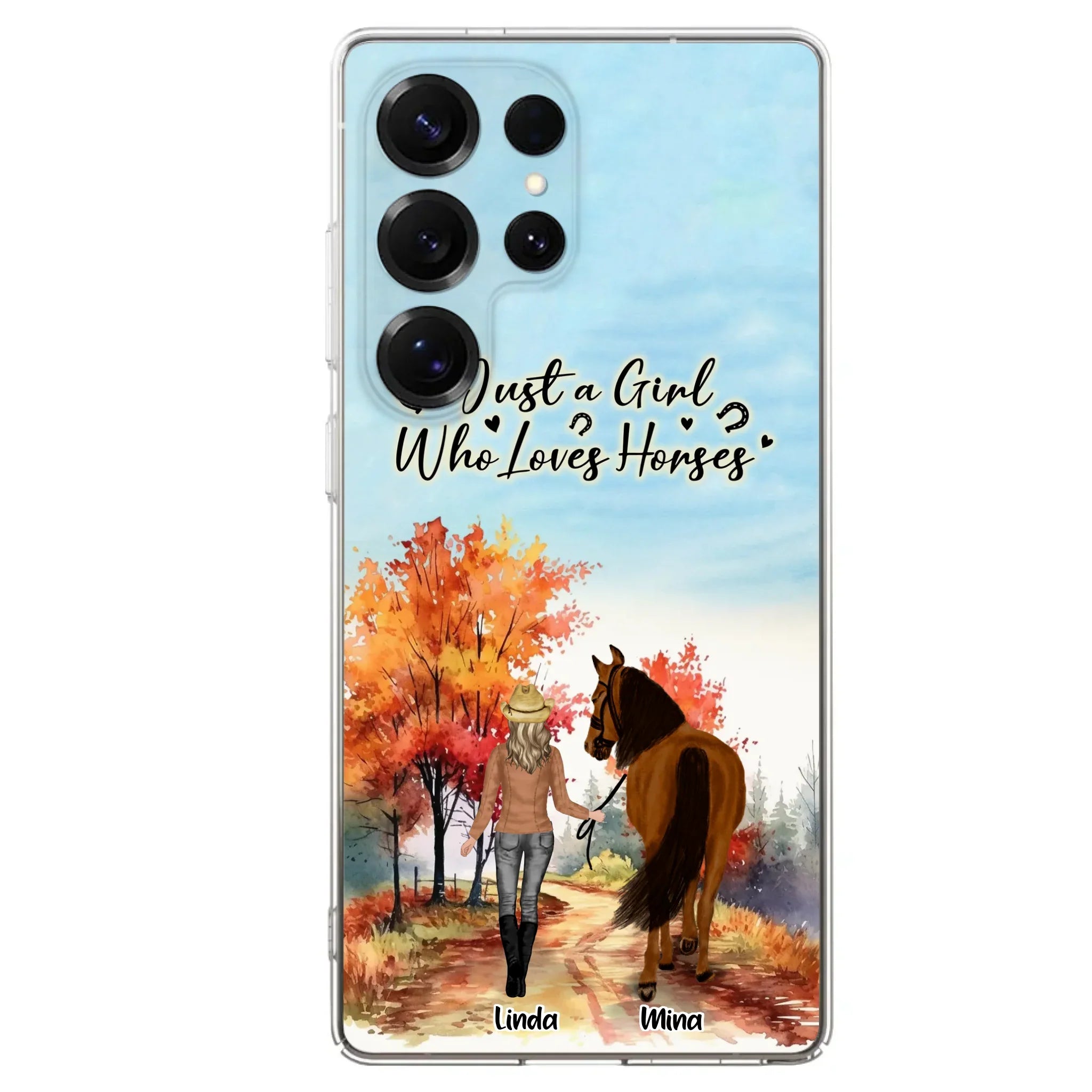Custom Personalized Horse Girl Fall Season Phone Case - Gift Idea For Horse Lovers - Up To 6 Horses - Just A Girl Who Loves Horses - Cases For iPhone/Samsung