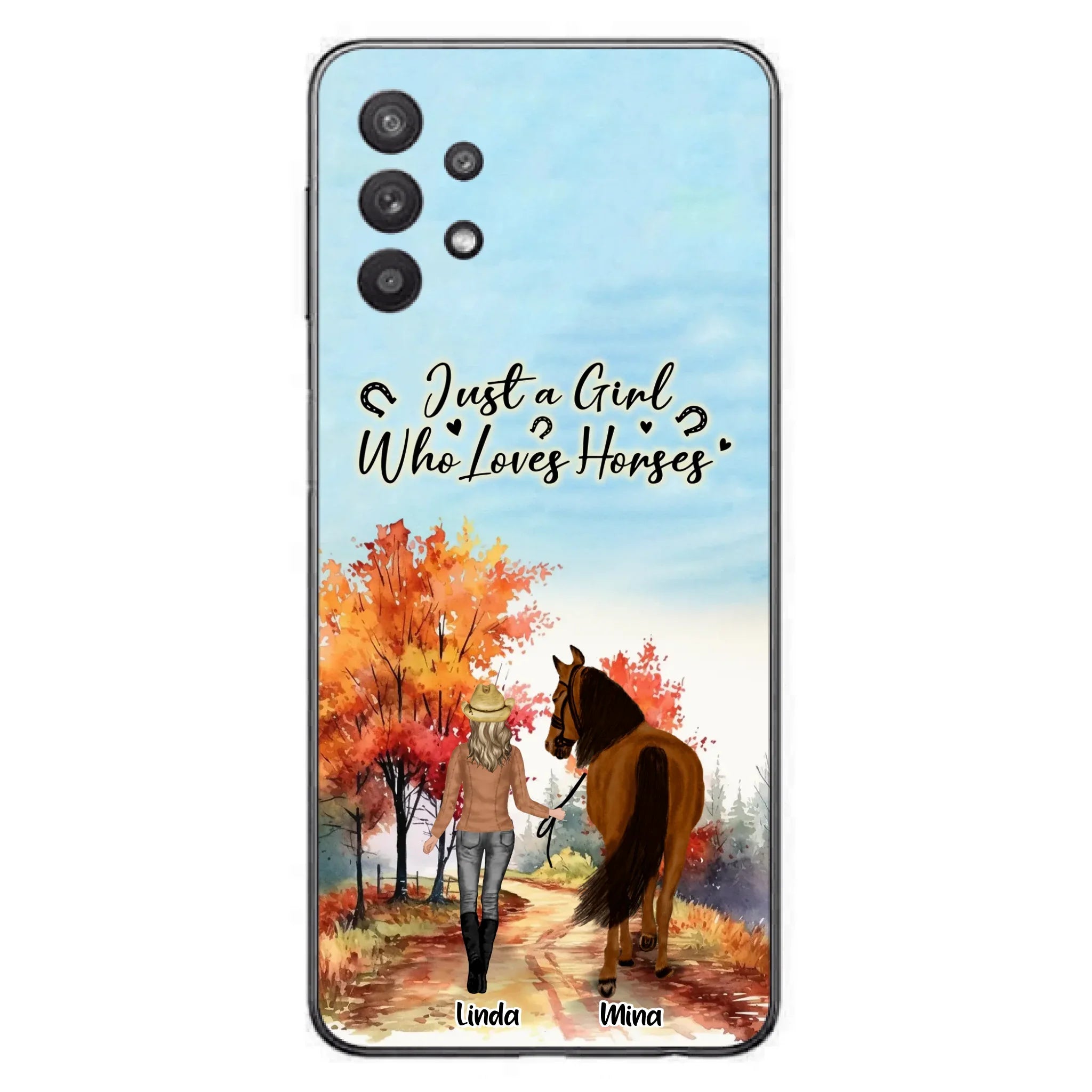 Custom Personalized Horse Girl Fall Season Phone Case - Gift Idea For Horse Lovers - Up To 6 Horses - Just A Girl Who Loves Horses - Cases For iPhone/Samsung