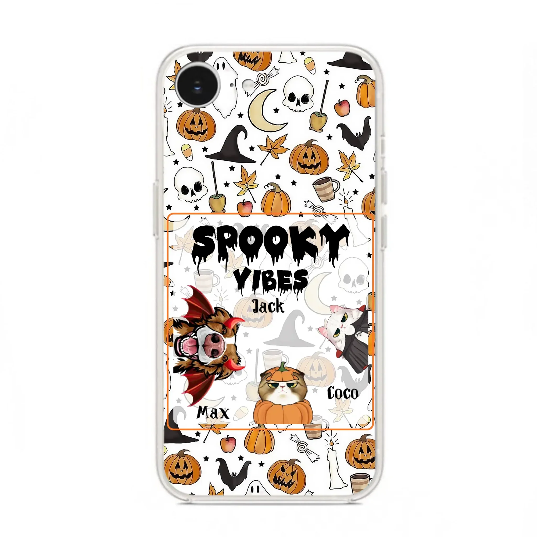 Custom Personalized Halloween Pet Phone Case - Upto 3 Pets - Gift Idea For Dog/Cat Owners -  Spooky Vibes - Case for iPhone/Samsung