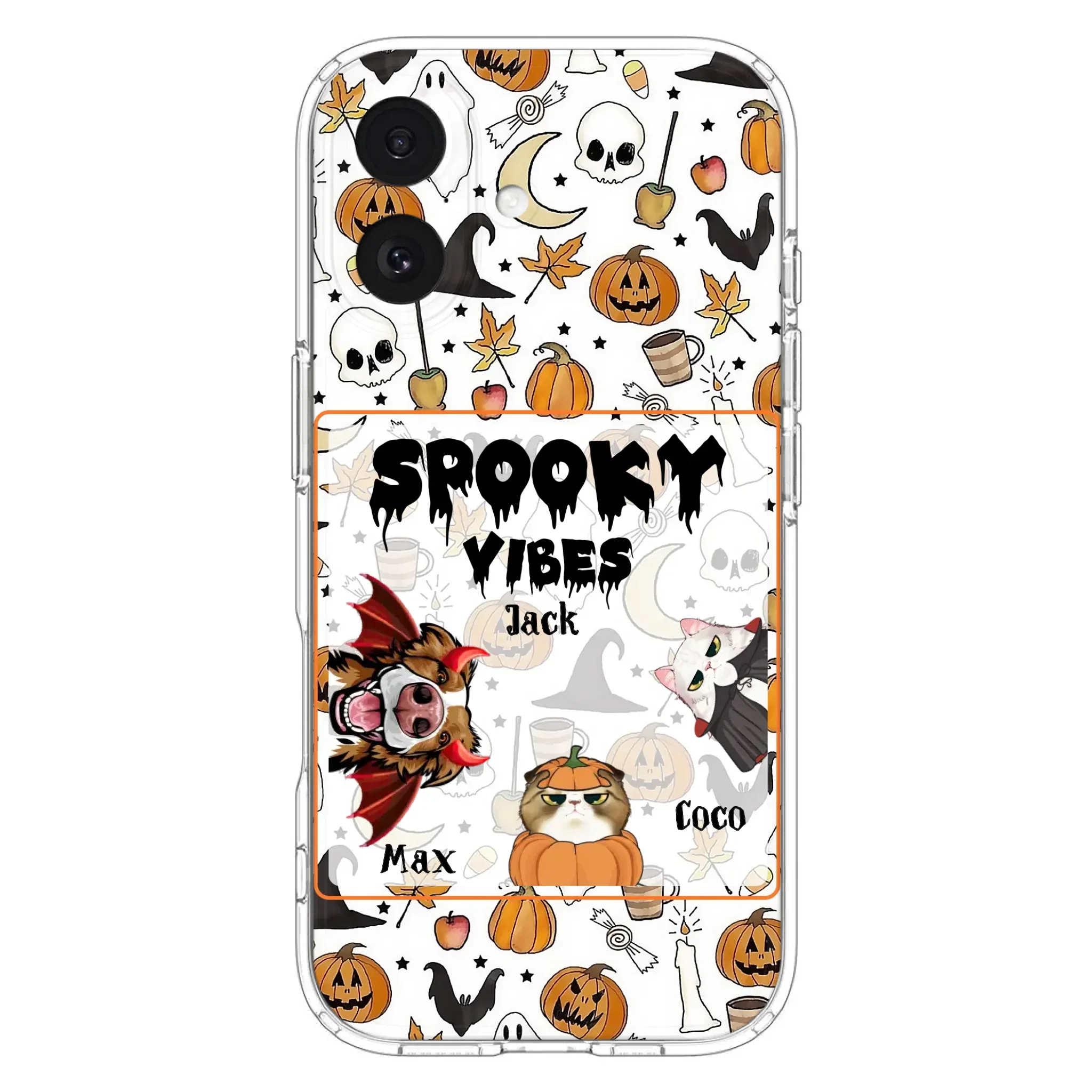 Custom Personalized Halloween Pet Phone Case - Upto 3 Pets - Gift Idea For Dog/Cat Owners -  Spooky Vibes - Case for iPhone/Samsung