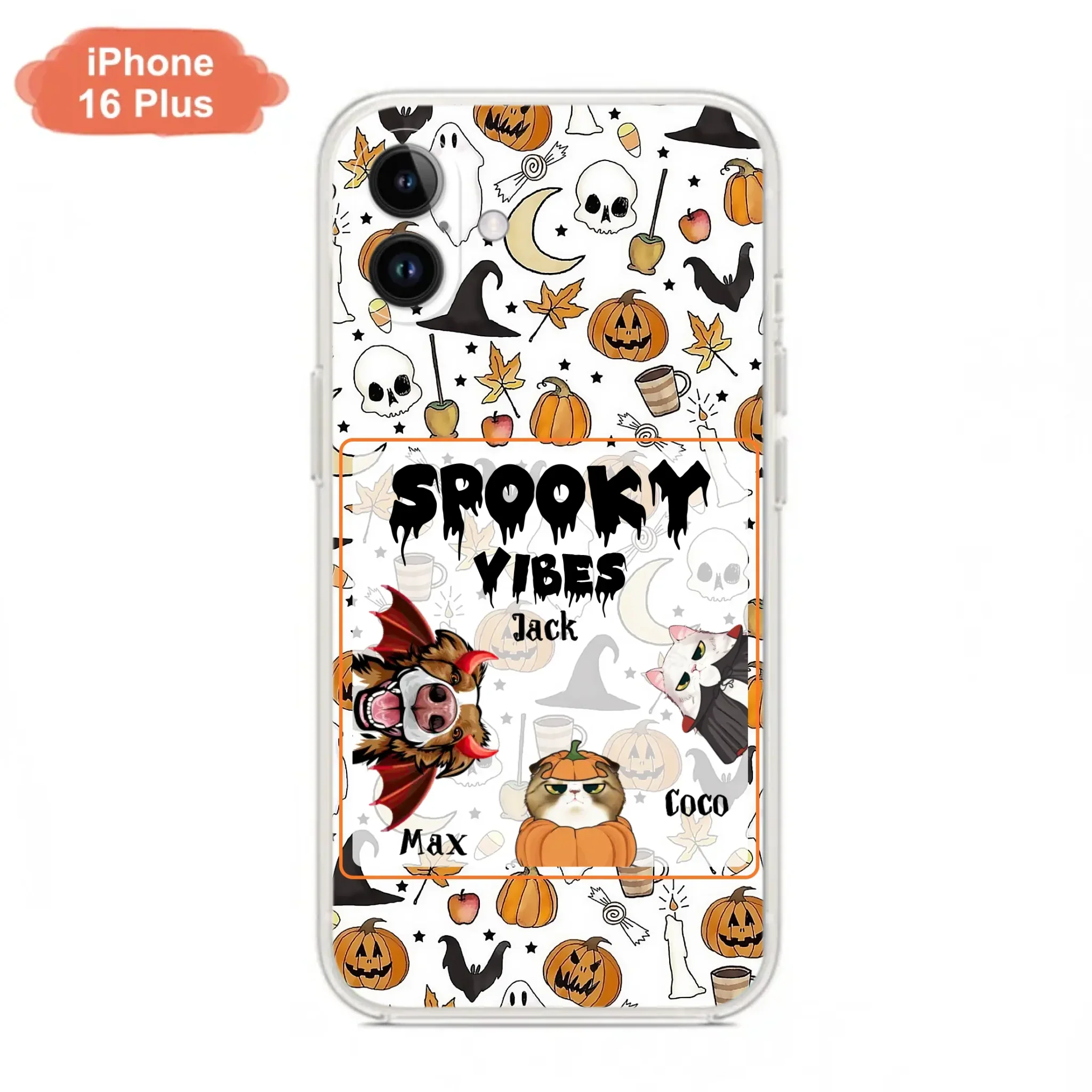 Custom Personalized Halloween Pet Phone Case - Upto 3 Pets - Gift Idea For Dog/Cat Owners -  Spooky Vibes - Case for iPhone/Samsung