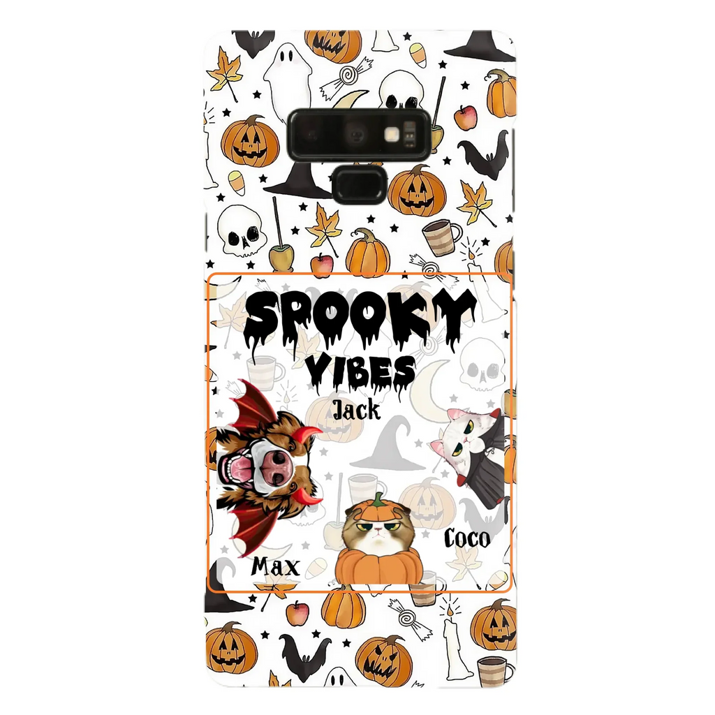 Custom Personalized Halloween Pet Phone Case - Upto 3 Pets - Gift Idea For Dog/Cat Owners -  Spooky Vibes - Case for iPhone/Samsung