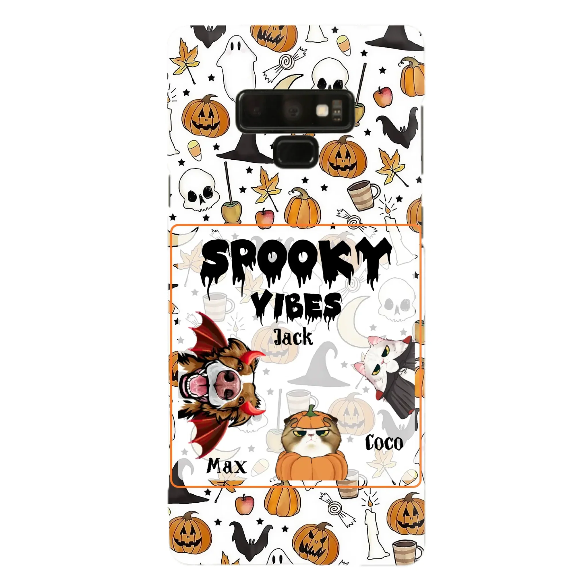 Custom Personalized Halloween Pet Phone Case - Upto 3 Pets - Gift Idea For Dog/Cat Owners -  Spooky Vibes - Case for iPhone/Samsung