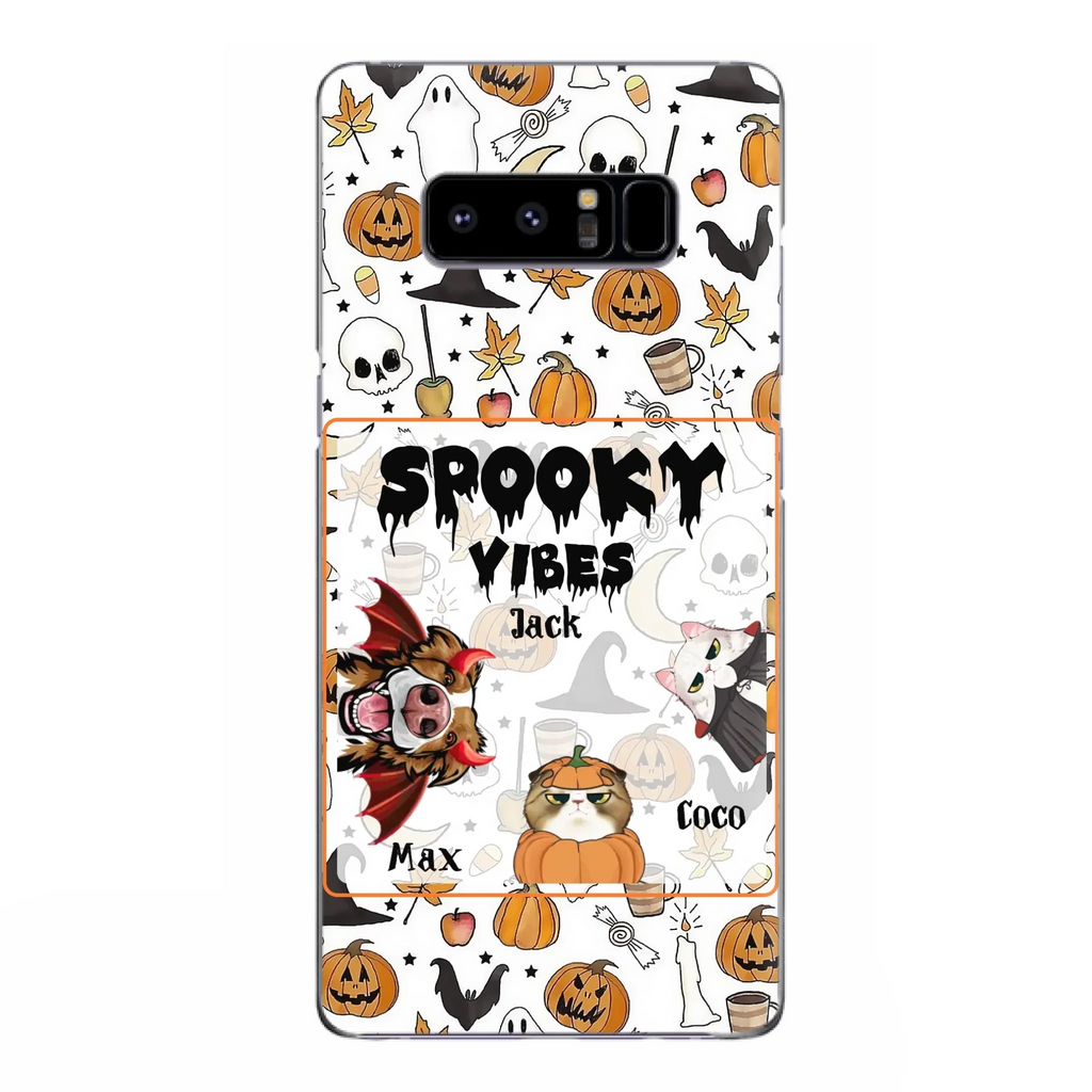 Custom Personalized Halloween Pet Phone Case - Upto 3 Pets - Gift Idea For Dog/Cat Owners -  Spooky Vibes - Case for iPhone/Samsung