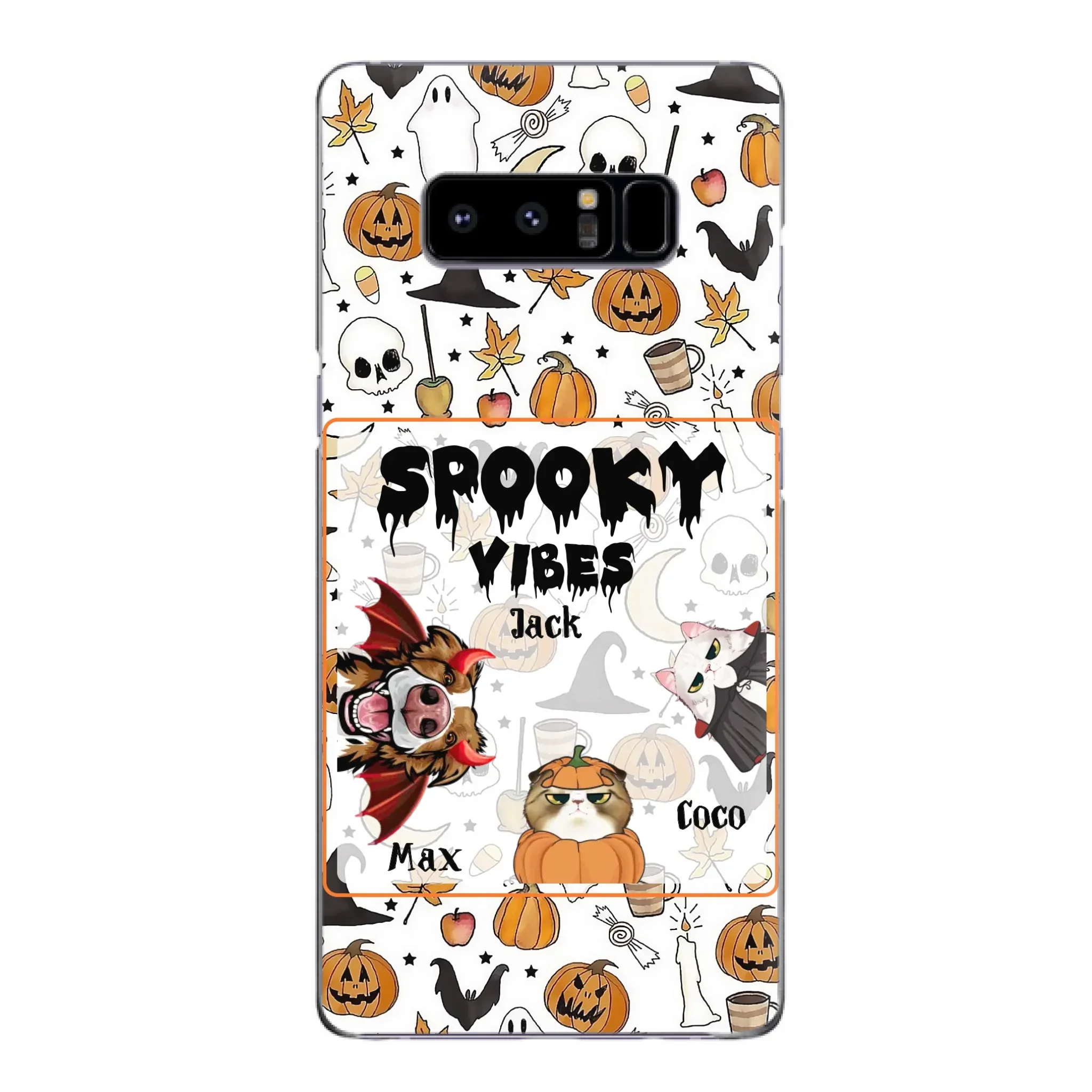 Custom Personalized Halloween Pet Phone Case - Upto 3 Pets - Gift Idea For Dog/Cat Owners -  Spooky Vibes - Case for iPhone/Samsung