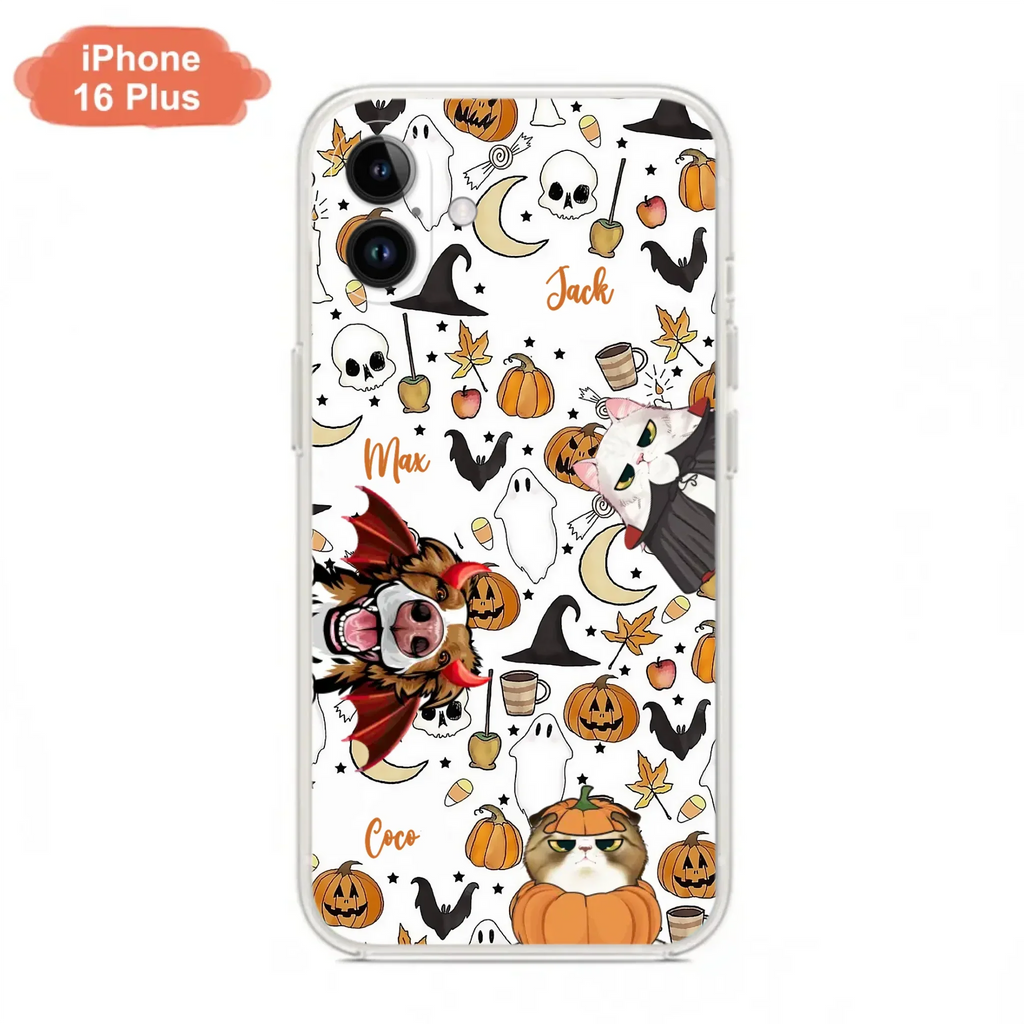 Custom Personalized Halloween Pet Phone Case - Upto 3 Pets - Gift Idea For Dog/Cat Owners - Case for iPhone/Samsung