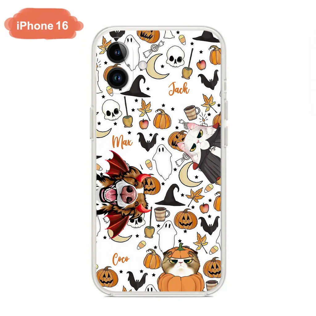 Custom Personalized Halloween Pet Phone Case - Upto 3 Pets - Gift Idea For Dog/Cat Owners - Case for iPhone/Samsung