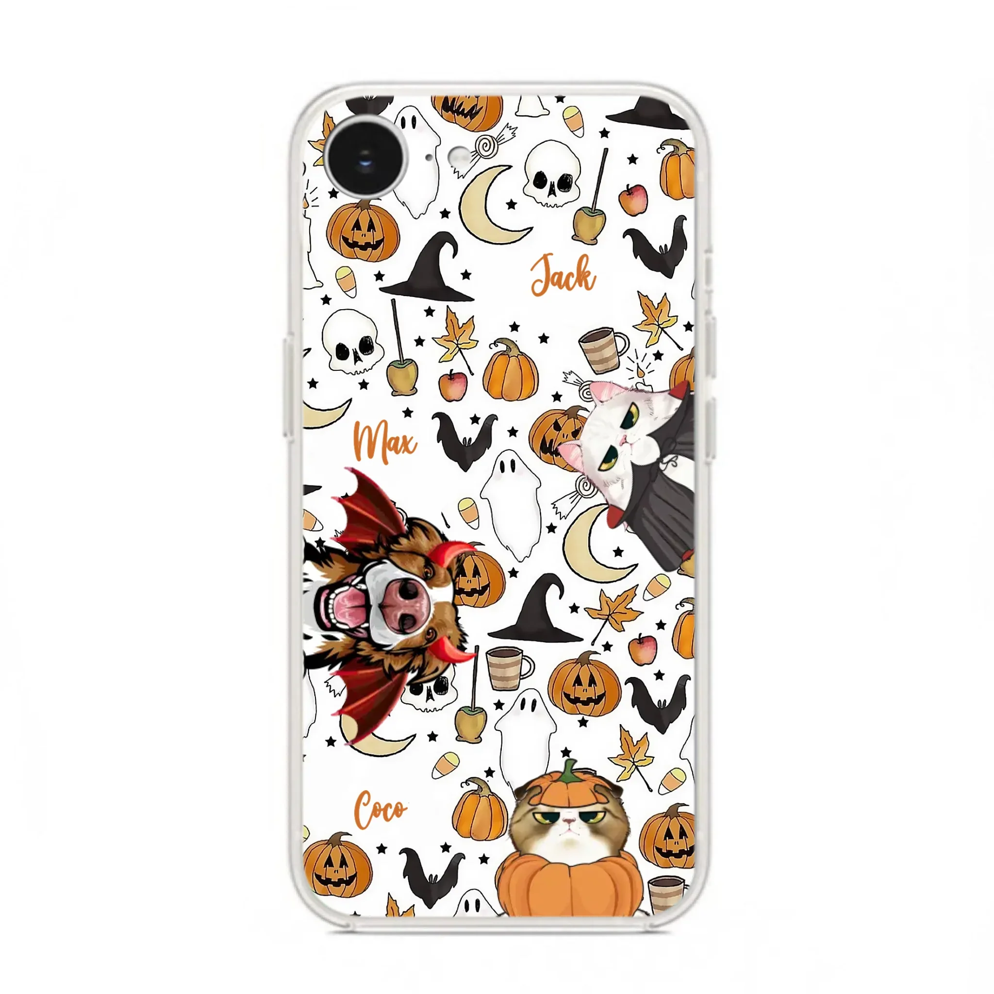 Custom Personalized Halloween Pet Phone Case - Upto 3 Pets - Gift Idea For Dog/Cat Owners - Case for iPhone/Samsung