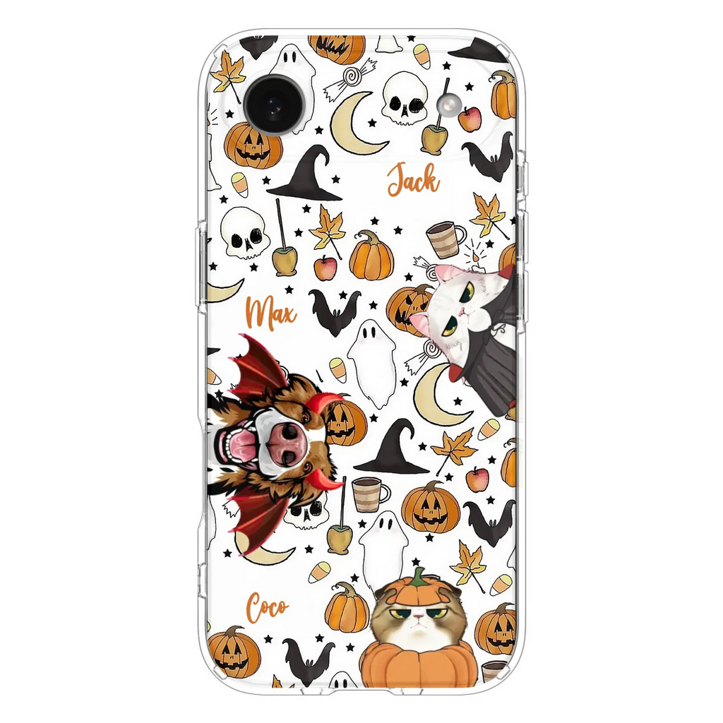 Custom Personalized Halloween Pet Phone Case - Upto 3 Pets - Gift Idea For Dog/Cat Owners - Case for iPhone/Samsung